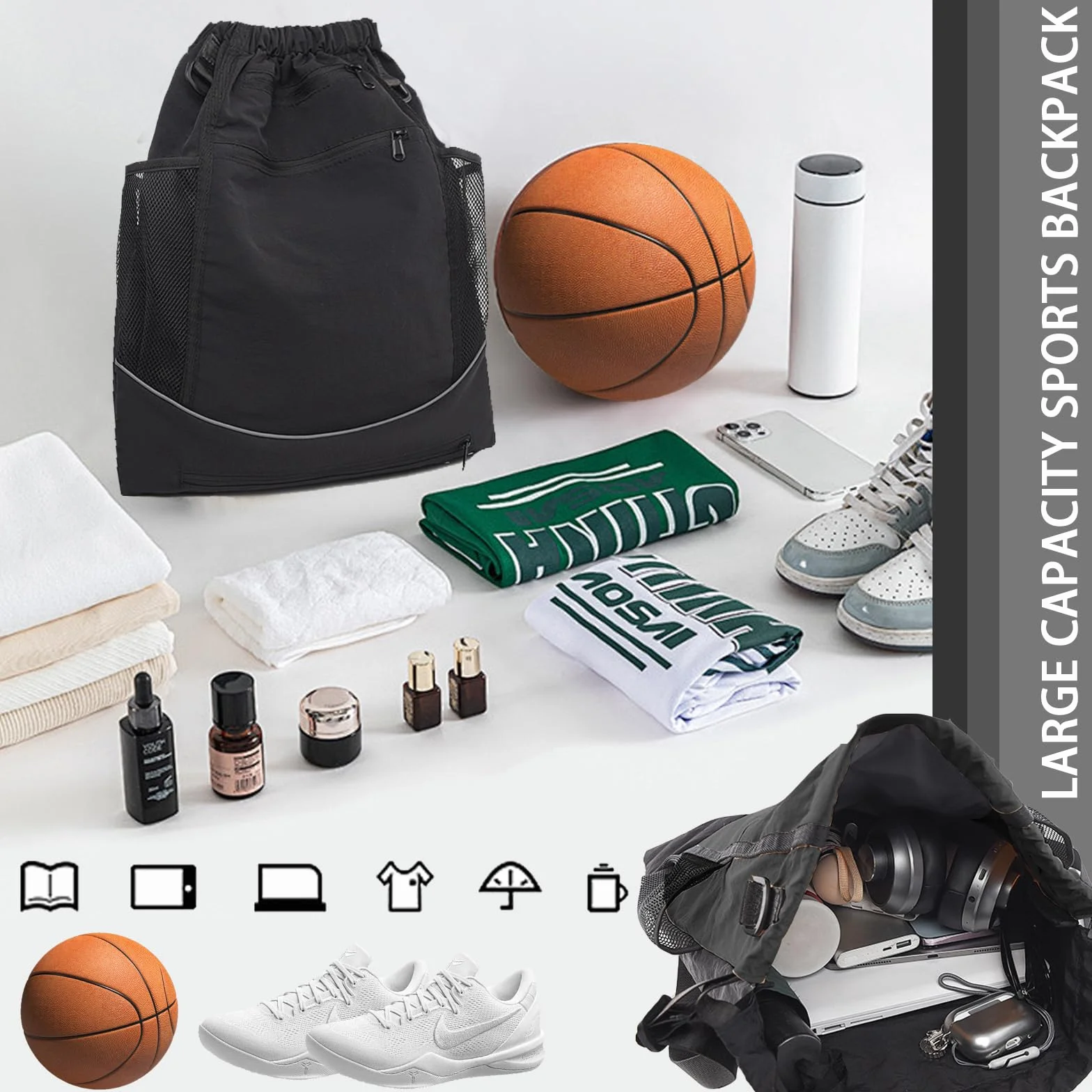 Mochila Deporte Niño, Mochila Deportiva Con Cordón Para Baloncesto, Fútbol, Voleibol