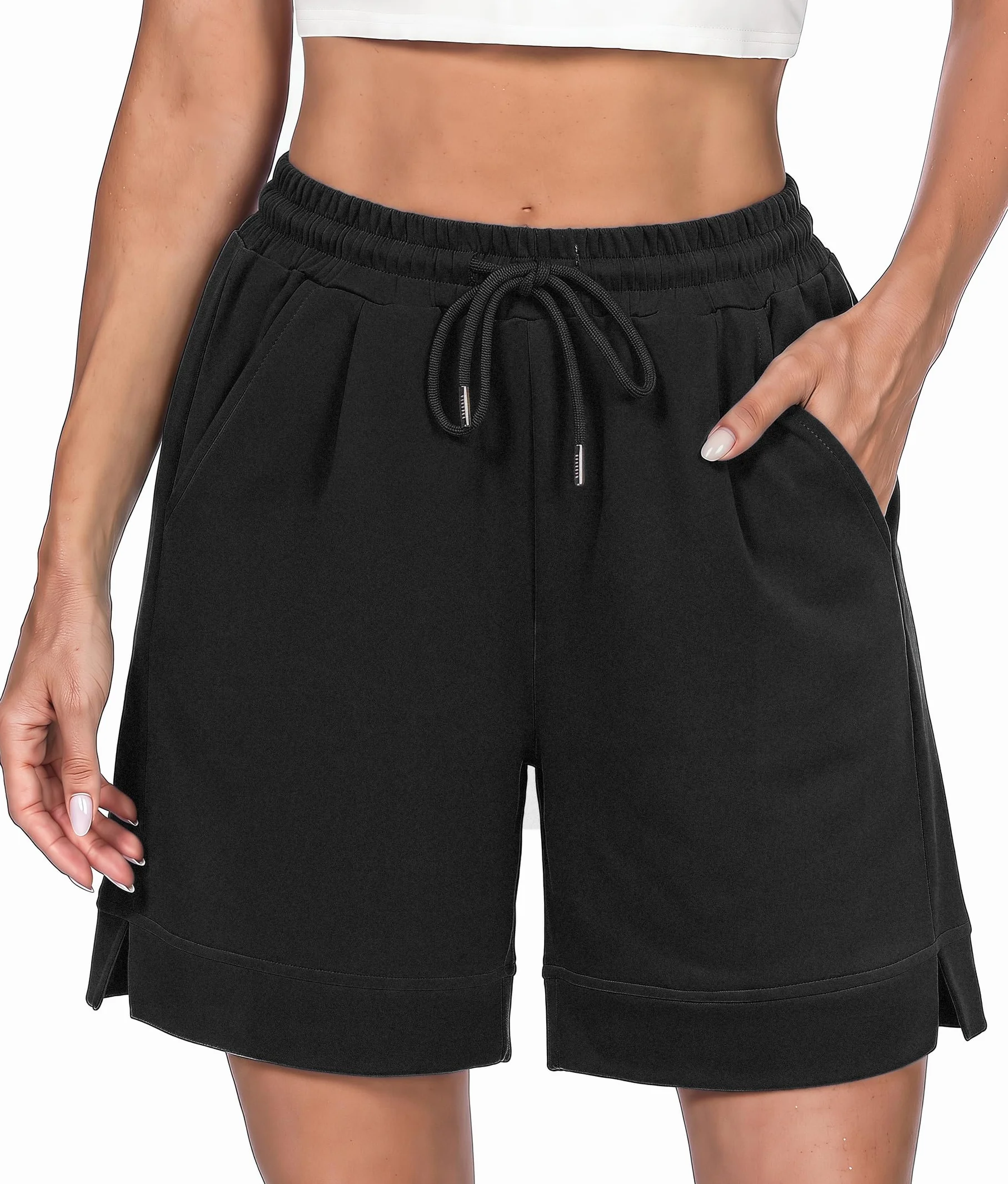 Litherday Shorts Deportivos Mujer Verano Pantalón Corto con Bolsillos Cintura Elástica Transpirable para Running Yoga S-XXL