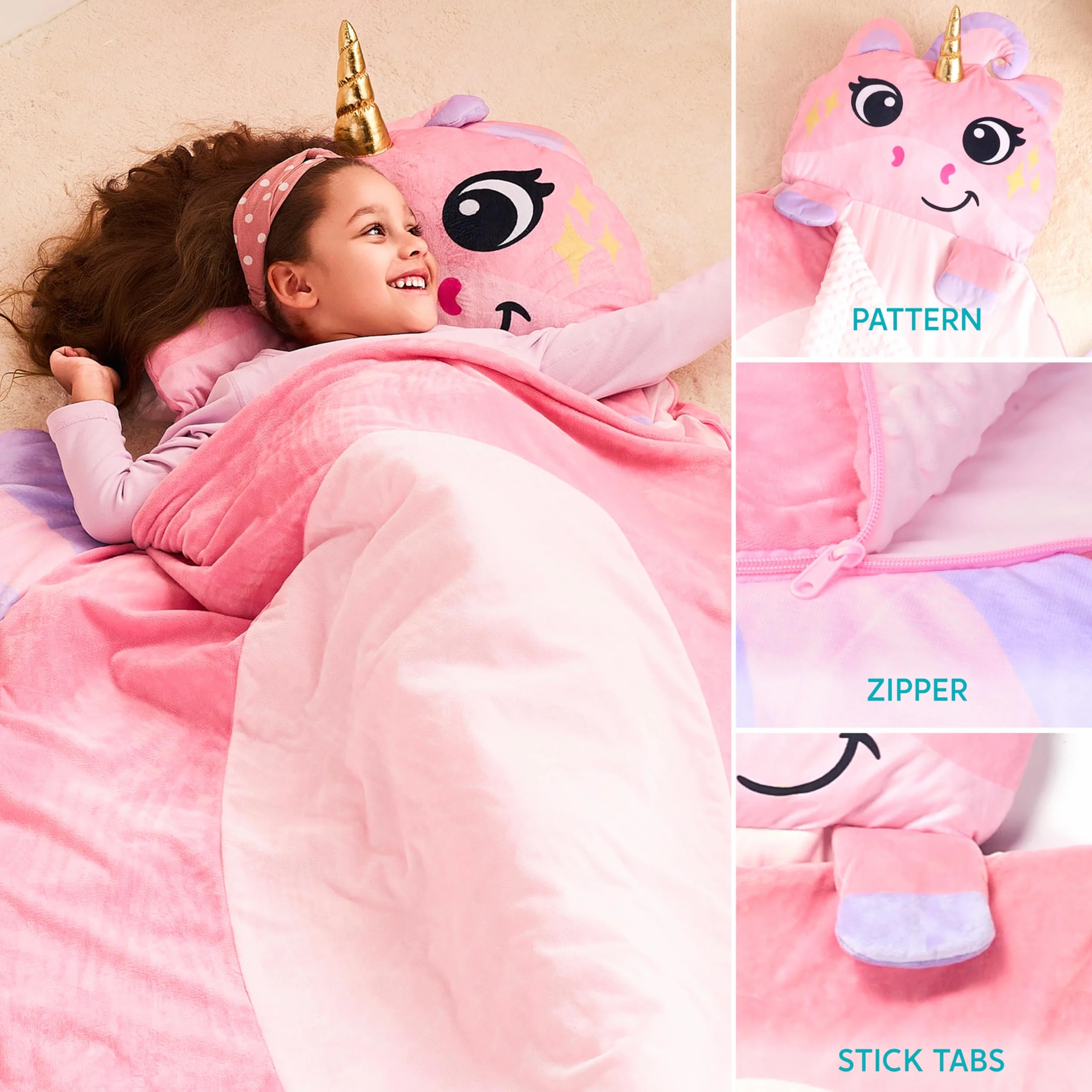 JOIEDOMI -Colchoneta para Siesta para niños pequeños de 152 x 99 cm con Almohada y Manta para niños en Edad Preescolar a Partir de 3 años - Saco de Dormir para niños