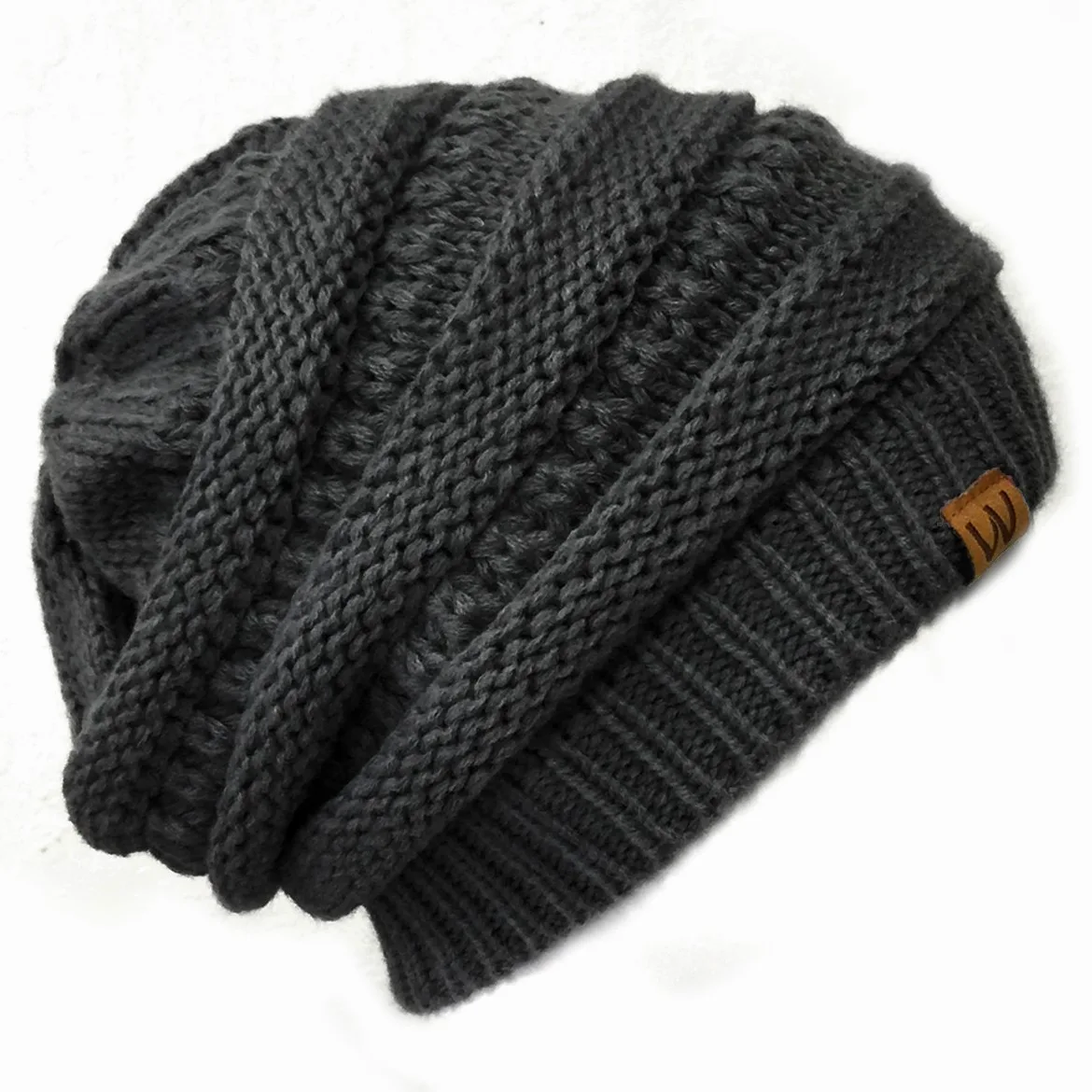 Wrapables Knitted Slouchy Beanie Beret, Dark Gray, Dark Gray