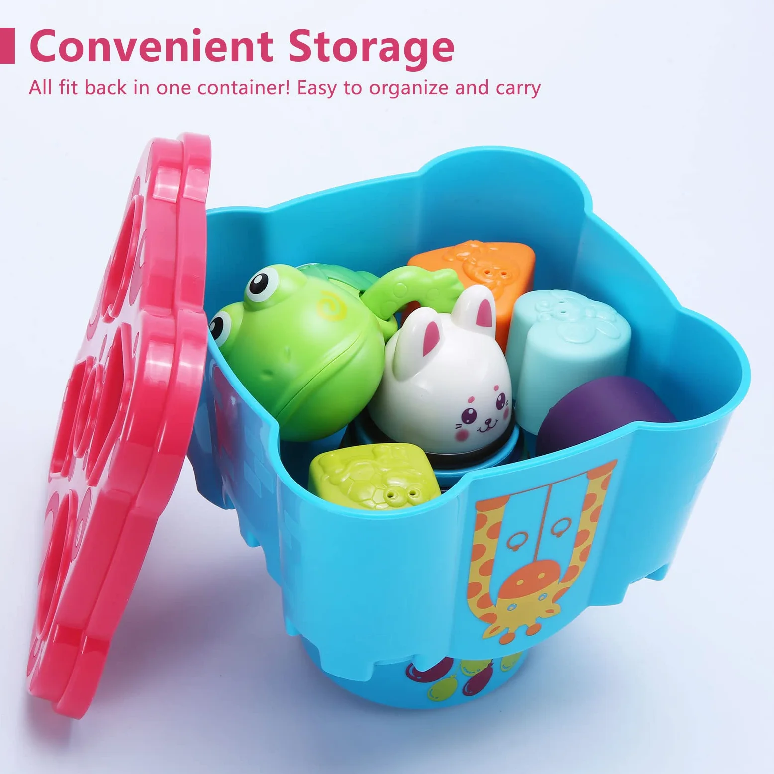 LTKFFFdp - Juguete apilable para bebés de 1 a 3 años, clasificador de forma de copa para bebés de 6-12-18 meses, bloque de aprendizaje apilable, regalo de cumpleaños para niñas y niños de 9