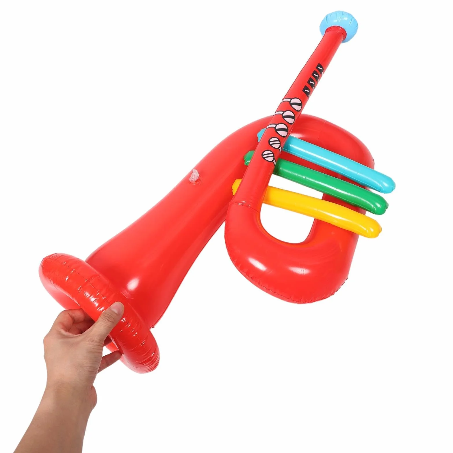 4 trompetas inflables de juguete: trompeta inflable de simulación, juguete musical que hace ruido para fiestas de cumpleaños infantiles y celebraciones deportivas.