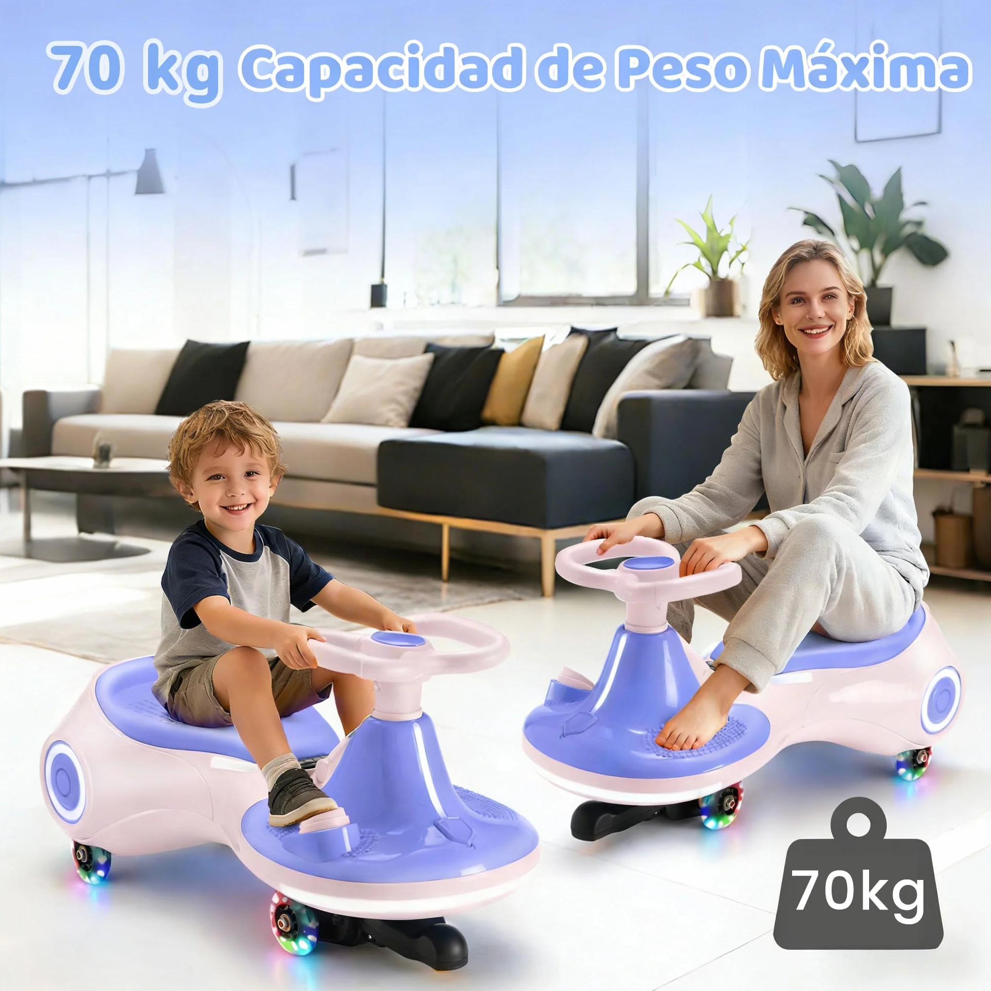Coche eléctrico Infantil 12V, Juguete montable 3 en 1 con Pedal, batería Recargable, 3 Modos, antivuelco, Ruedas Luminosas, música, Edades 3-8 años, 30-70 kg, Rosa Morado