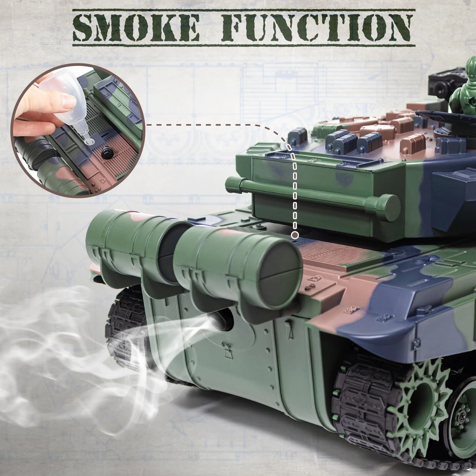 Tanque RC RUS T-90 1/18 2.4Ghz, Sonido y Humo, Batalla Dispara BBS