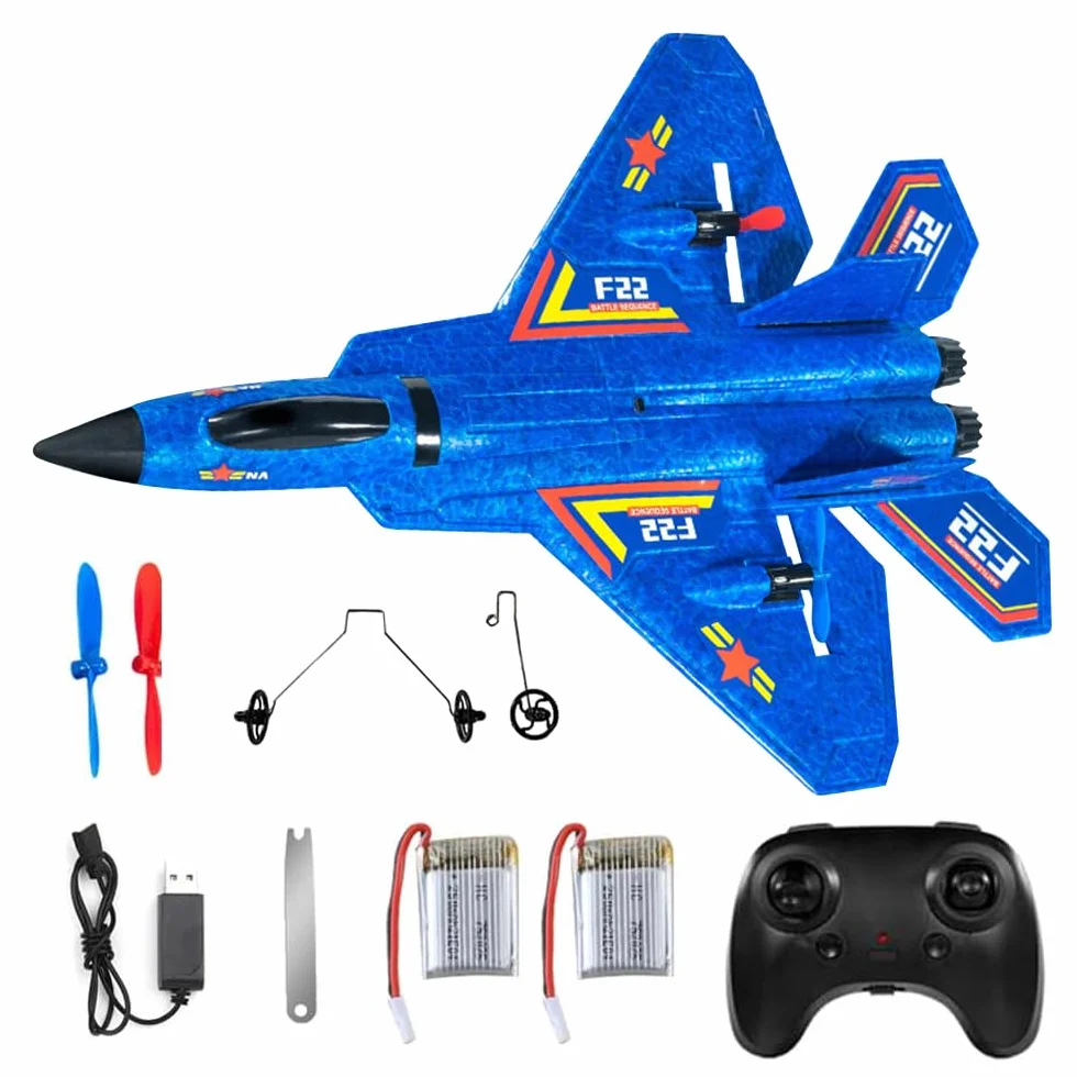 Avión F-22 RC, Avión de Control Remoto, 2.4 GHz AviónTeledirigido, AviónRC con Mando a Distancia, Avions Juguete para Niños y Principiantes con Sistema de Giroscopio,Avións Teledirigido Adulto