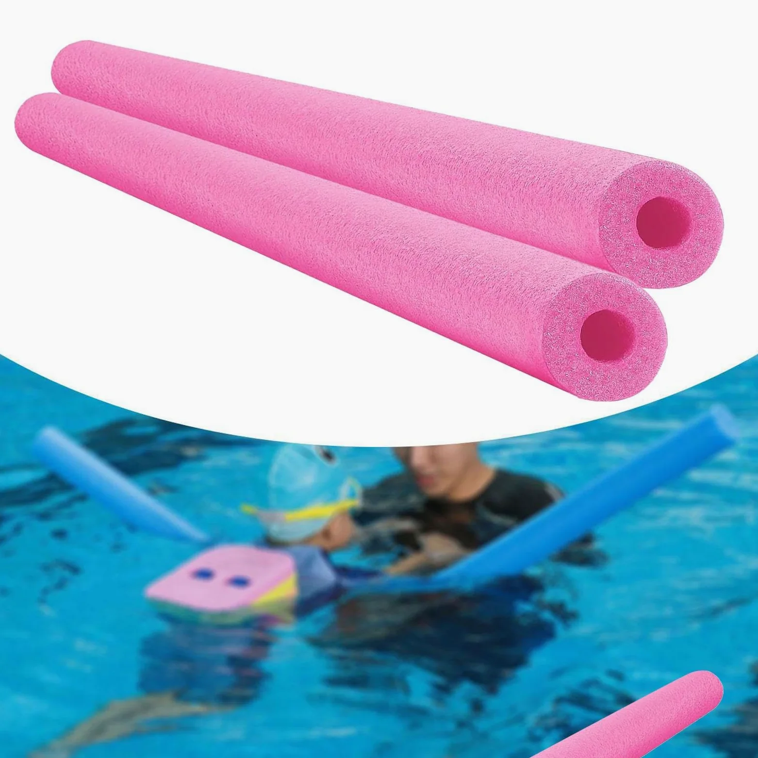 perfk 2 flotadores para Piscina, Tubos de Espuma Ligeros de 150 cm (59 Pulgadas) para Aprender, Rosa