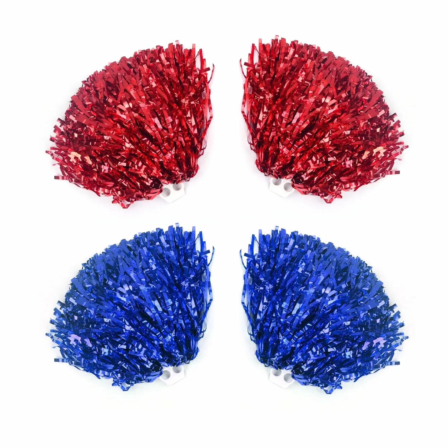 Pompones coloridos de animadora 2 pares, accesorios para animar y bailar (rojo, azul)