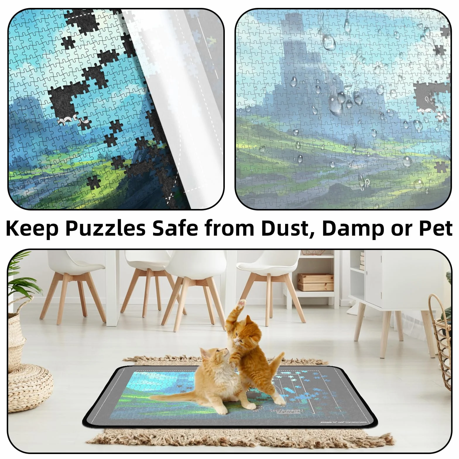 MOZOOSON Tablero de Rompecabezas Plegable, Puzzle Board 1500 Piezas, Accesorios para Mover y Guardar, Tapete Puzzle Portátil 8 Bandejas de Clasificación + 1 Cover