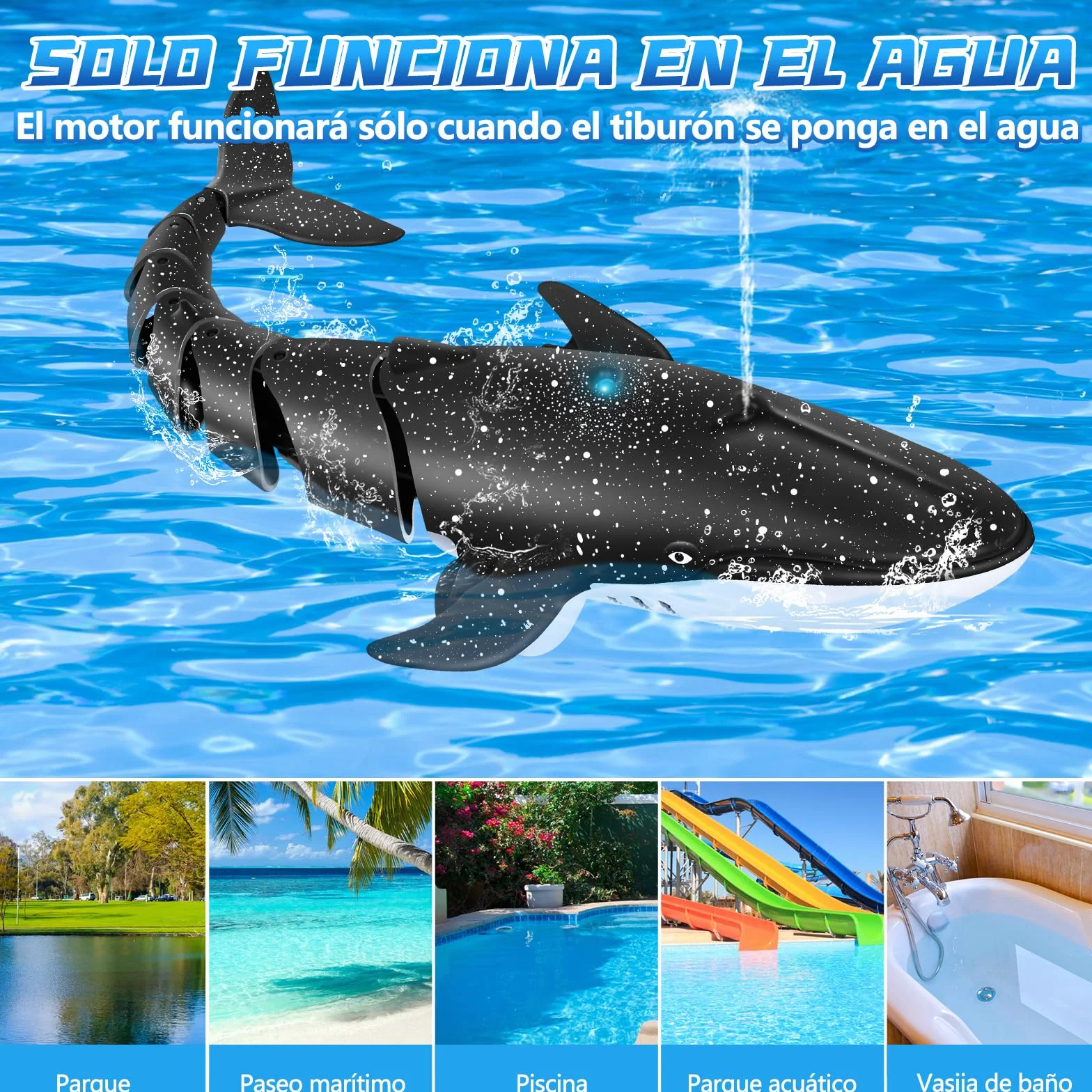 IEEILULU Ballena Teledirigido, 2.4GHz RC Barco Con USB, Lancha Simulación Recargable, Juguete Acuático, Eléctrico Regalo Para Niños Mayores de 6+ Años Piscina