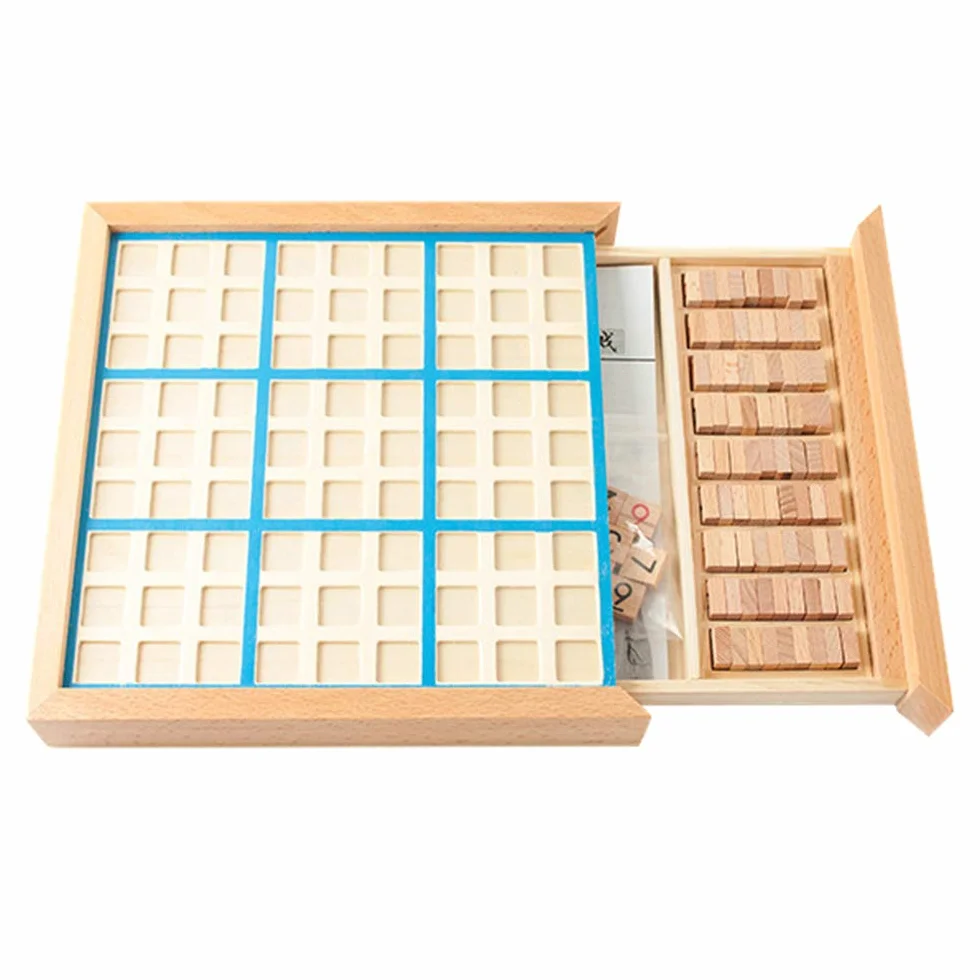 Lixada Juego de Rompecabezas de Madera Sudoku con Cajón
