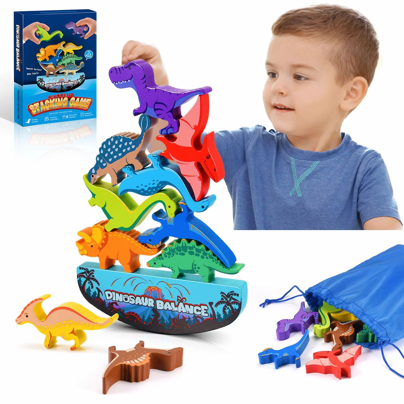 DejaNard Juguetes de Madera Dinosaurios Montessori Regalo Niño Niña 3-6 Años