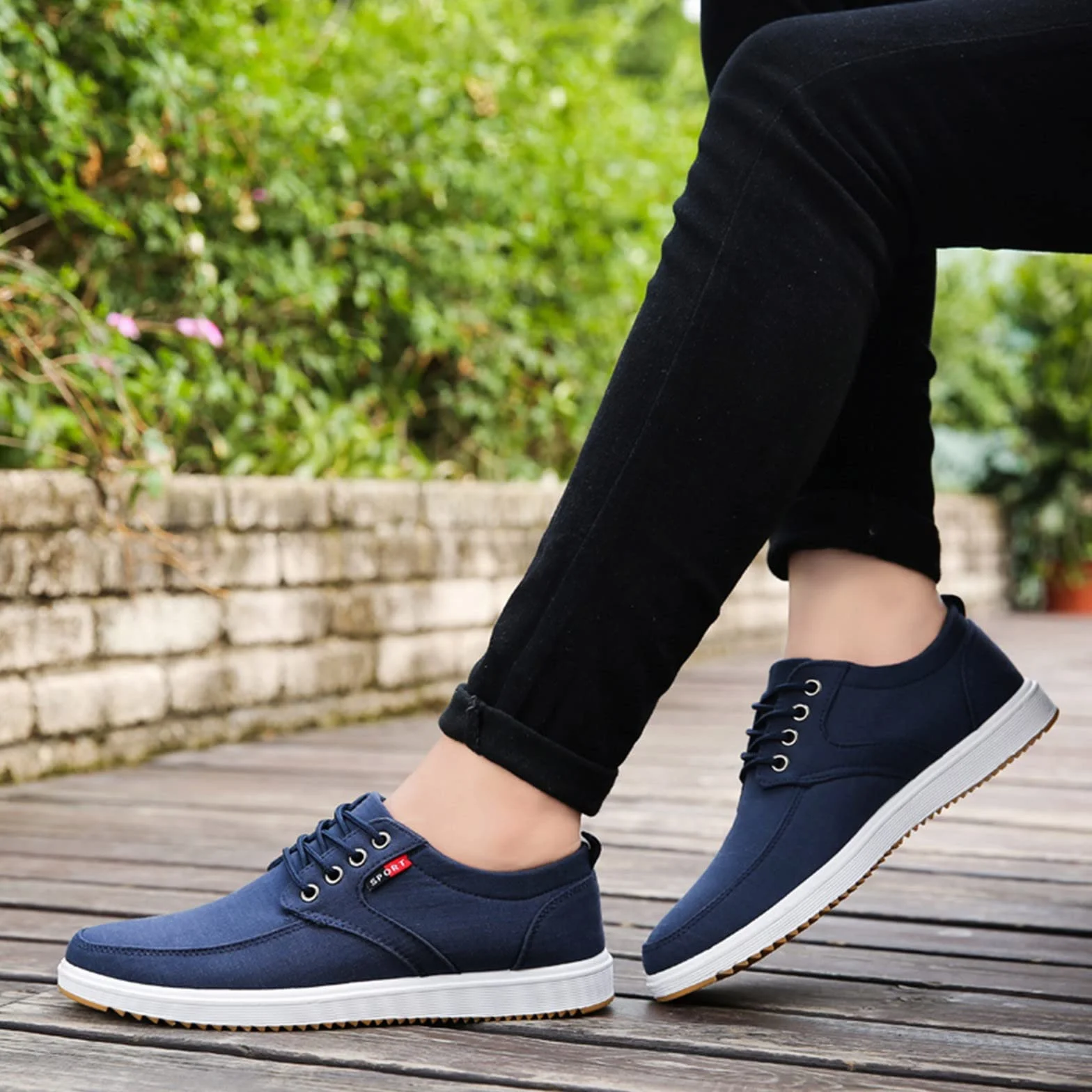Zapatillas de lona para hombre, clásicas, sin cordones, ligeras