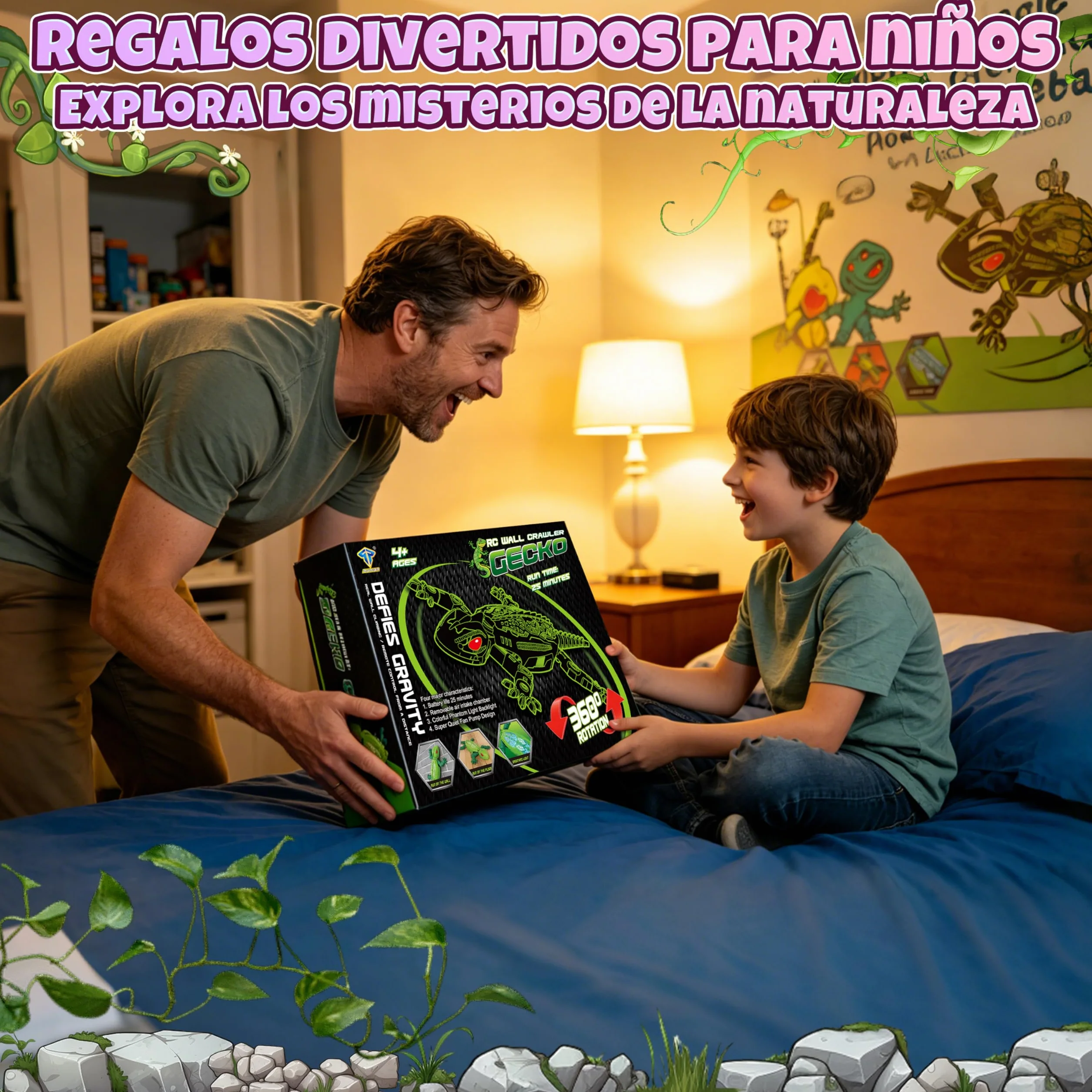 FORMIZON Lagartija Teledirigida con 9 Iluminación, Lagarto teledirigido Pared, Geko Teledirigido Juguete Movimientos Realistas, Regalo Interactivo de Robot para Niños y Niñas a Partir de 3 A (Rosa)