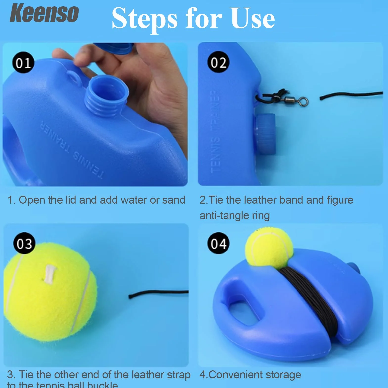 Keenso Entrenador de Tenis Individual con Base Set de Tenis Exterior para niños