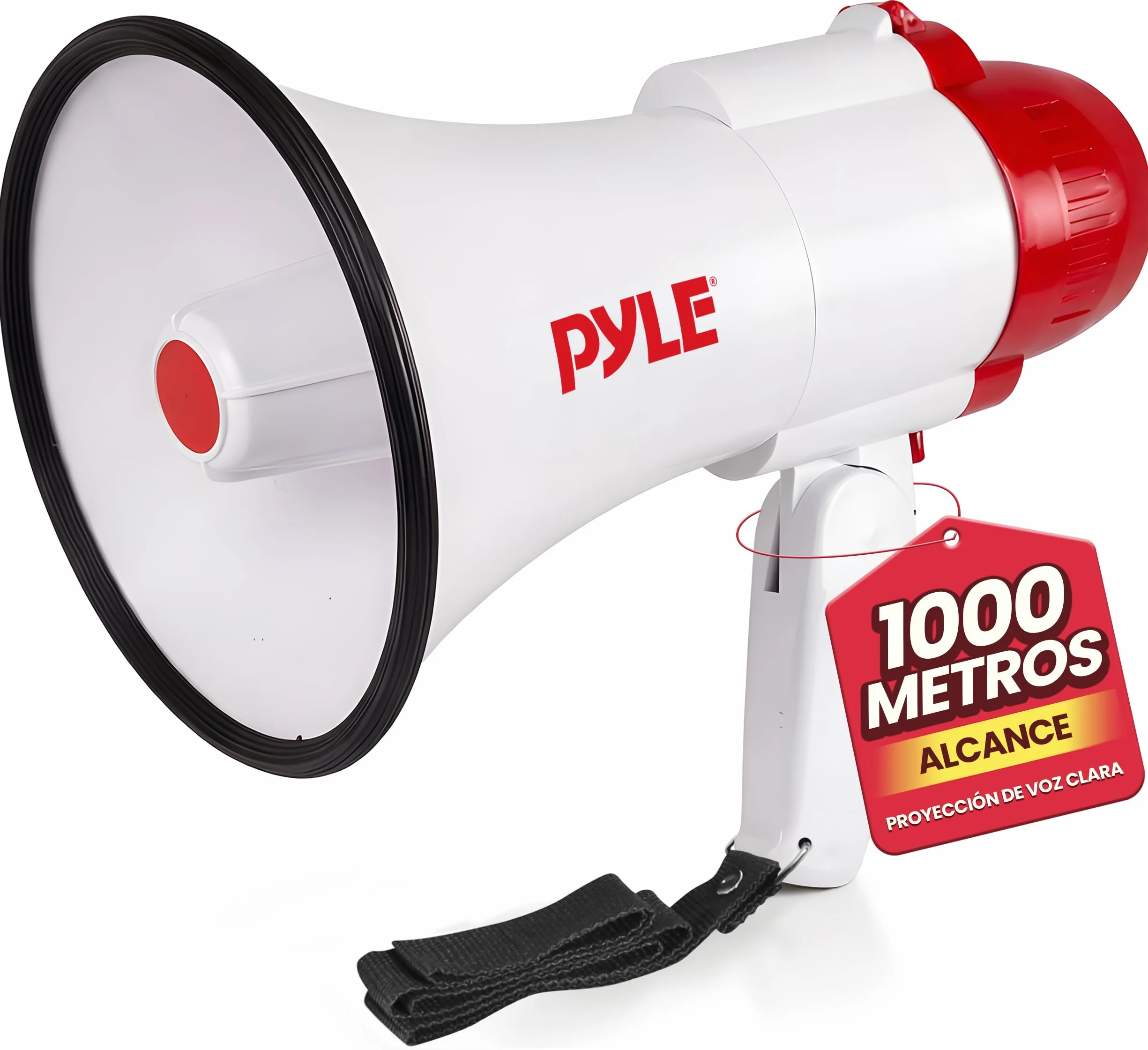 Pyle Megafono Portatil Altavoz Sirena 30V Microfono Sonido PA Mango Plegable