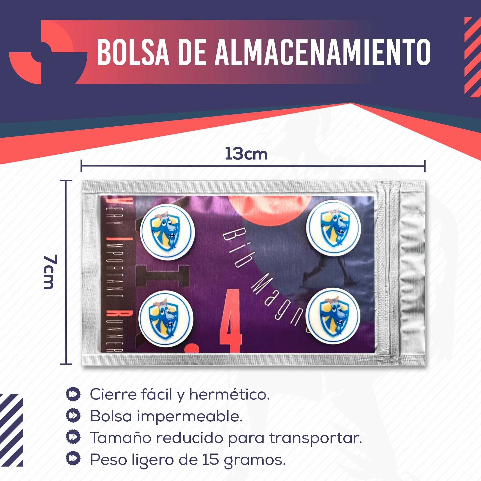 Imanes Deportivos 18mm para Running y Triatlón con Bolsa Impermeable - Pack de 4 - Diseño Cabra Azul