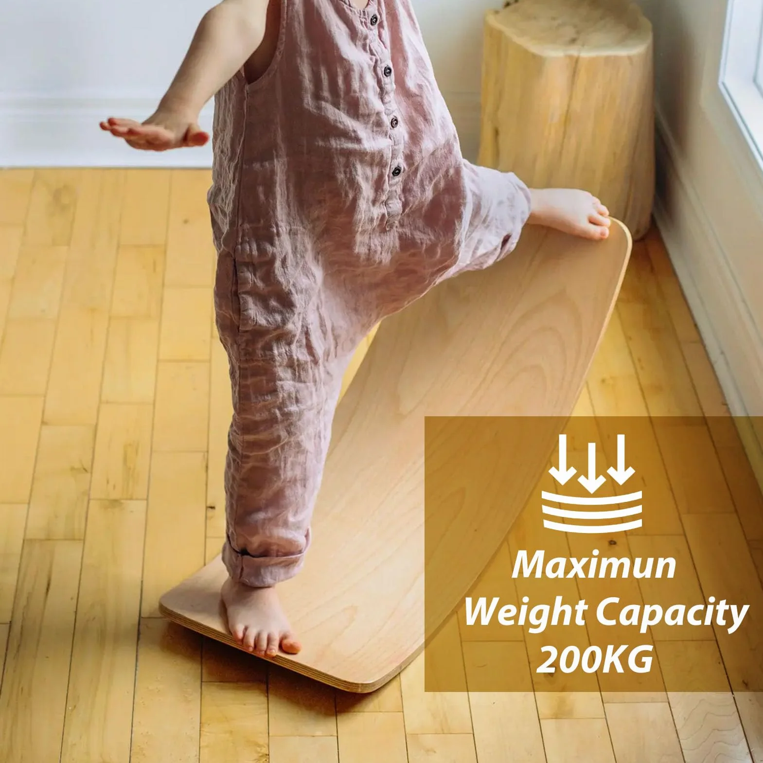 Tabla de Equilibrio Niños Balance Board Curva de Madera para Niño Equilibrio Niños Tabla de Balance Tabla Wobbel Madera Max.200 kg