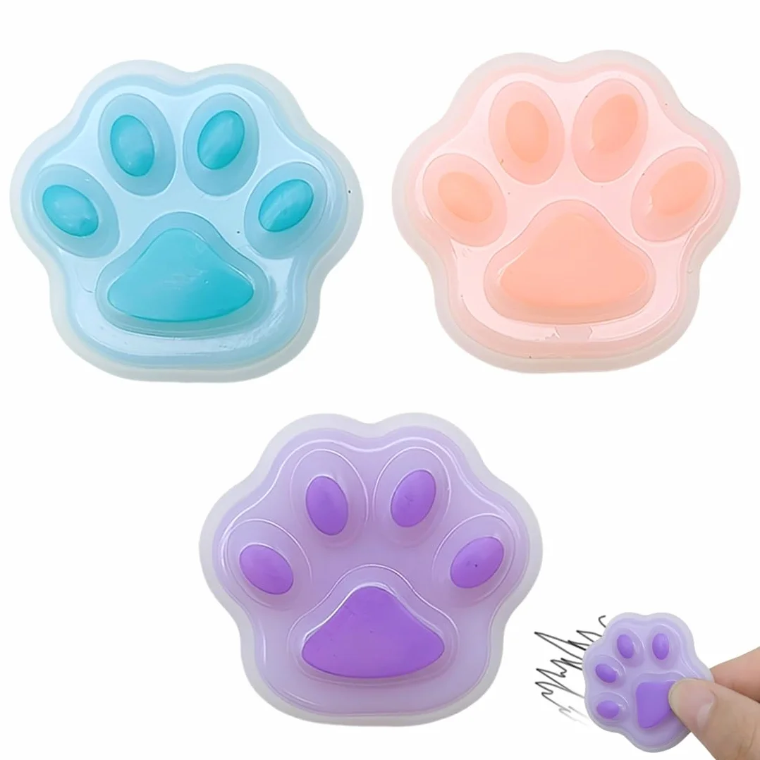 3 Piezas Gomas de Borrar con Forma de Patitas de Gato - Borrador para Bolígrafo de Gel y Borrador de Silicona para Tinta Térmica - Diseño Adorable para Material de Oficina