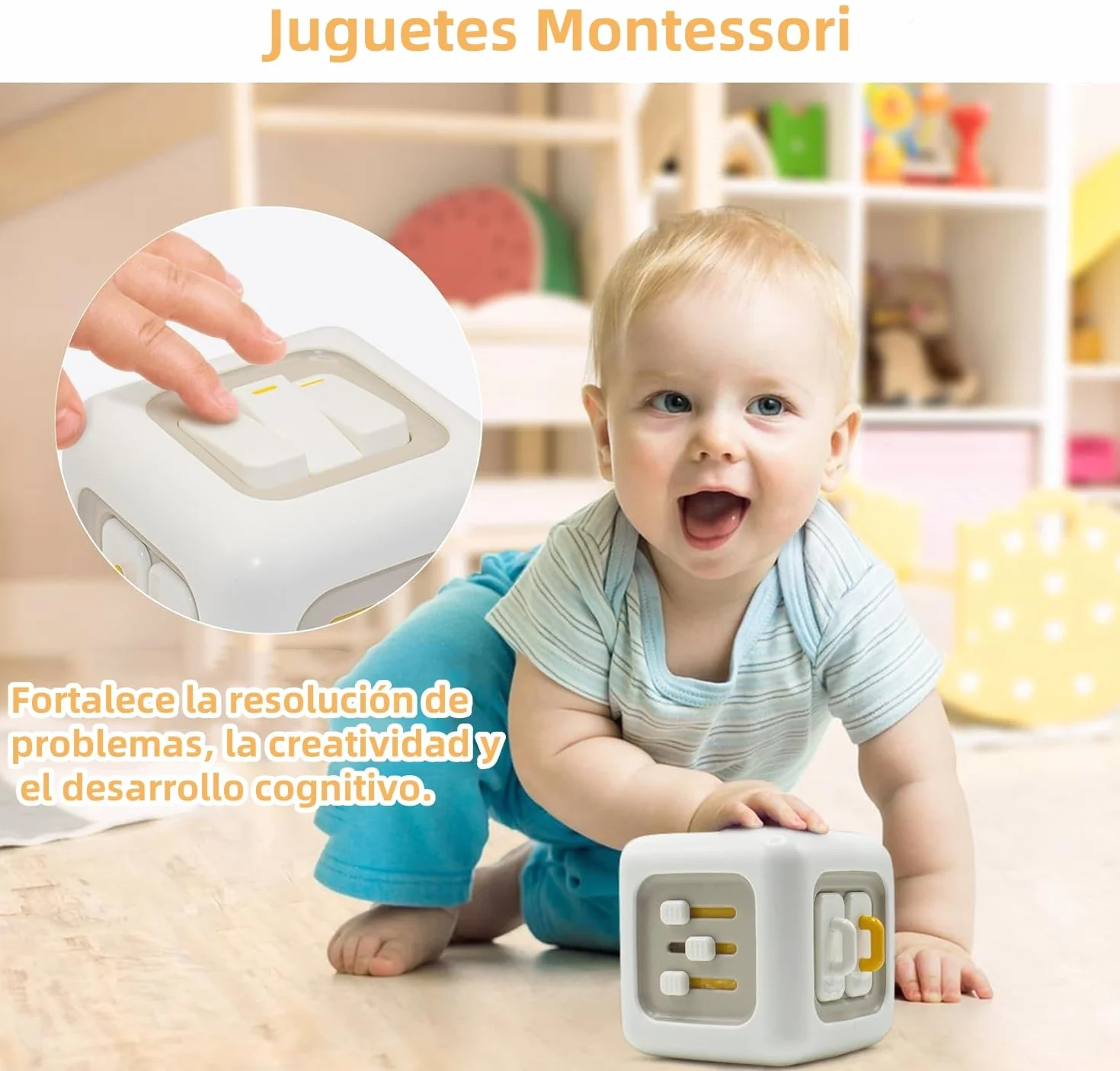 VORENUS Cubo de actividades 6 en 1 Montessori | Juguete sensorial educativo para niños de 1-3 años 12+ meses para desarrollo cognitivo y motor