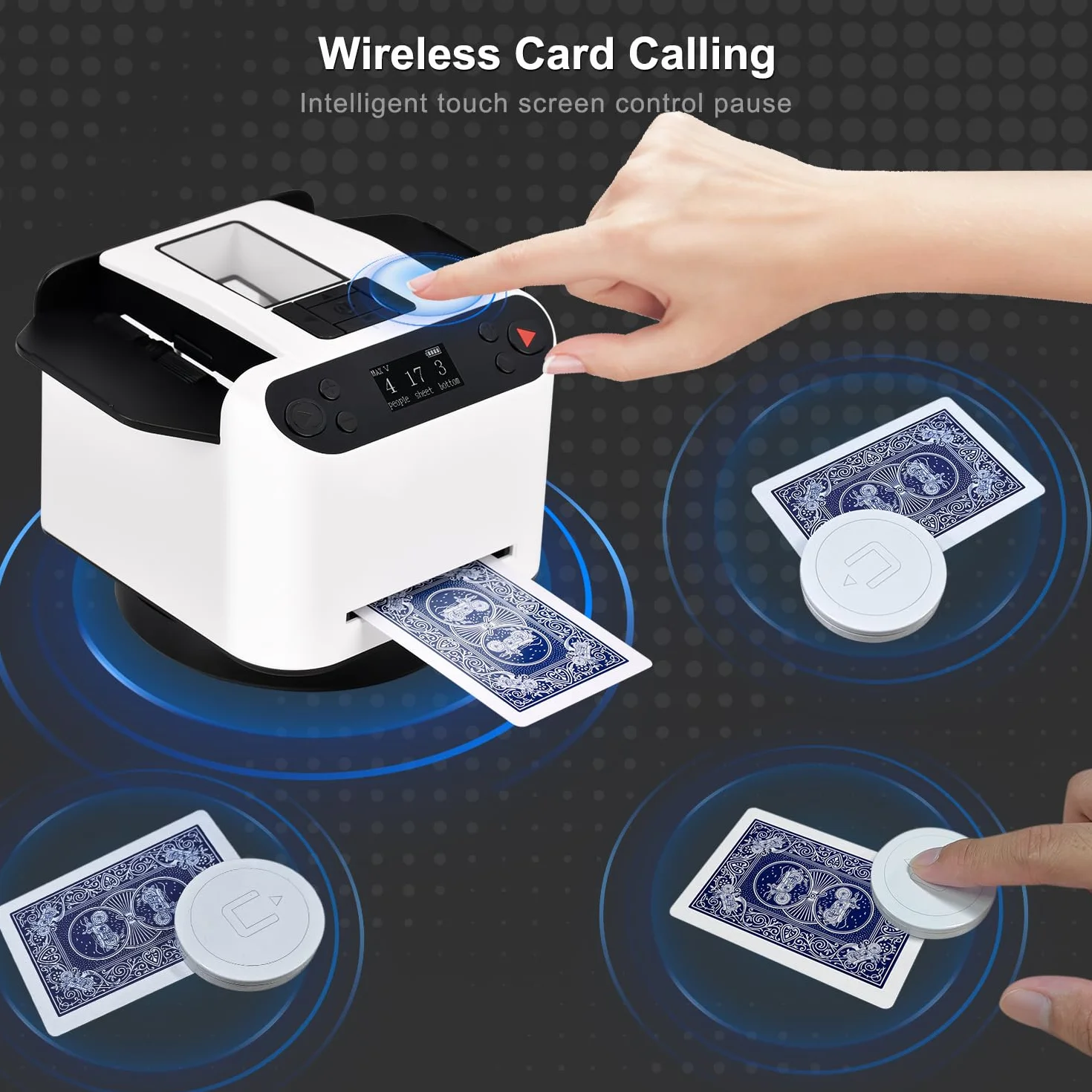 Apkezel Barajador de Cartas Automático 2 en 1, Mezclador y Repartidor 360° para Juegos de Cartas