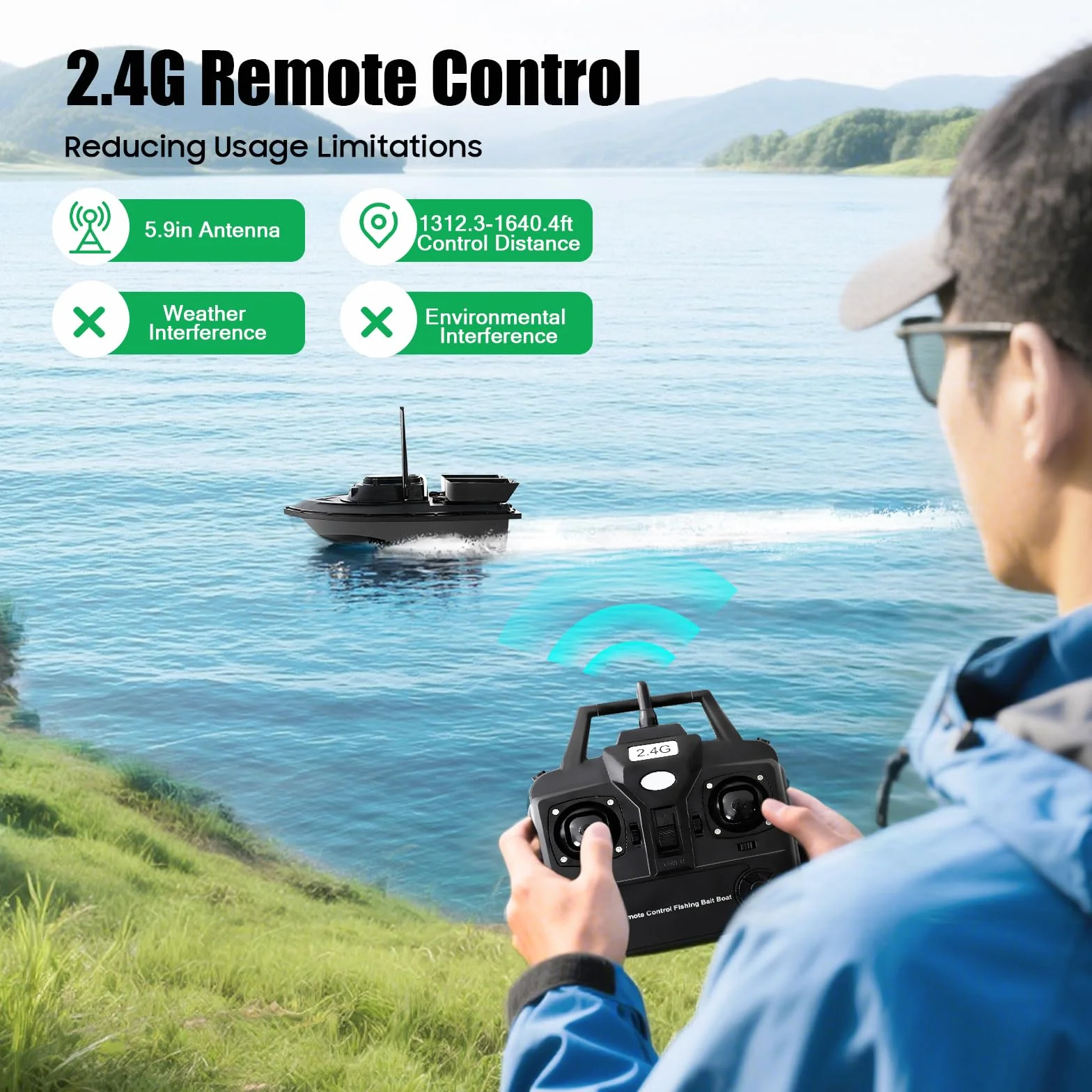 Barco de cebo RC con 2 Hoppers 5200mAh 300M barco arrancador remoto