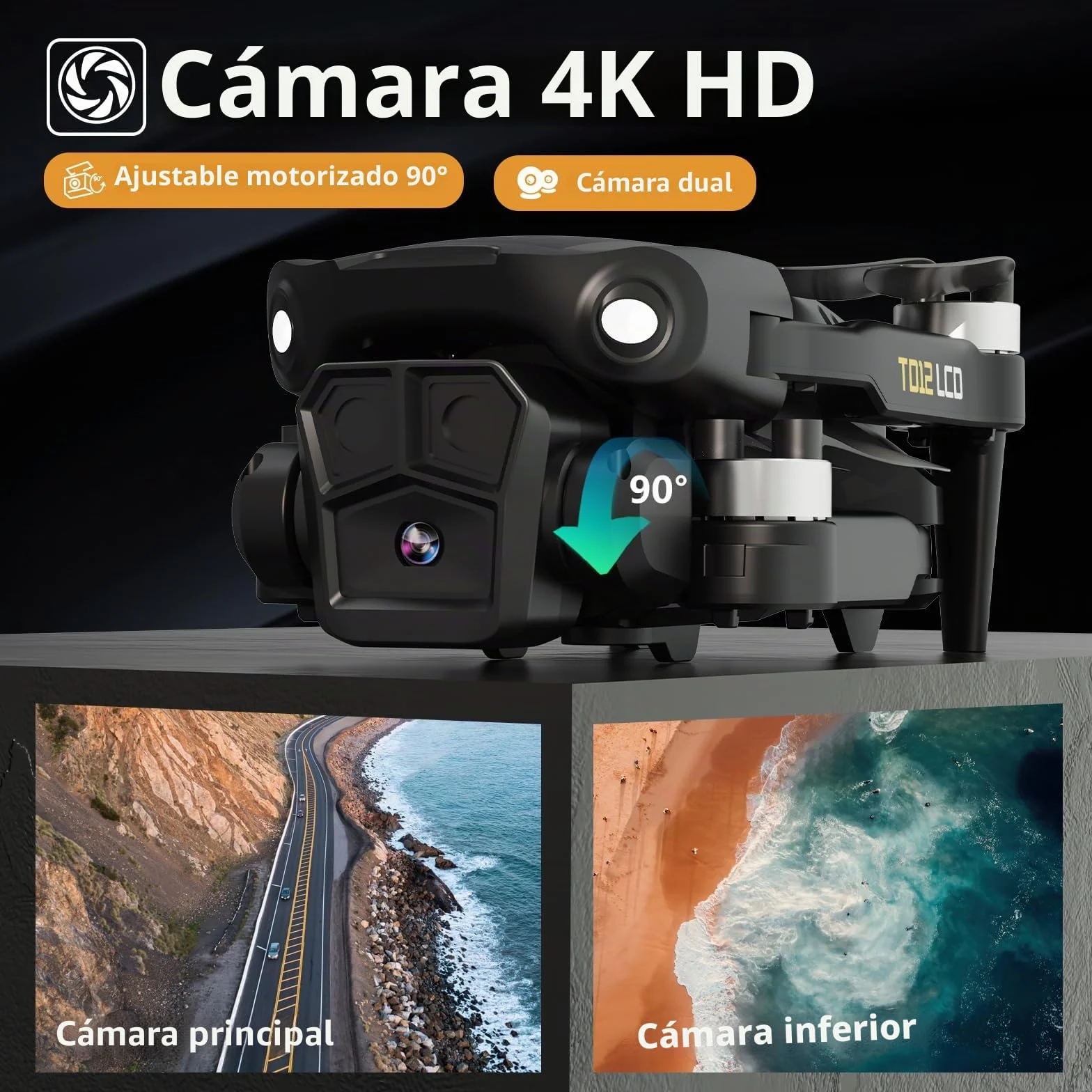 Toladrone TD12LCD Dron con Cámara para Adultos, Drones con Posicionamiento por Flujo Óptico, Motor sin Escobillas, Transmisión de Pantalla LCD, Plegable Drone para Principiantes, Menos de 249g