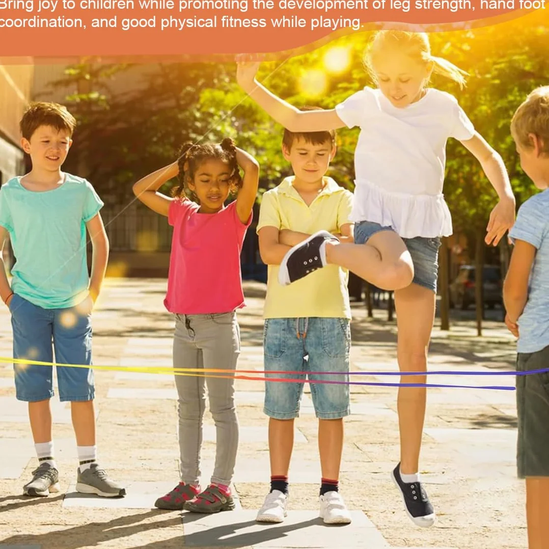 WUSJCOF Cuerda para Saltar, 1 rollo, Goma Elástica para niñas y niños de 6 a 10 años (6 metros) (colores arcoíris), Ideal para Regalos