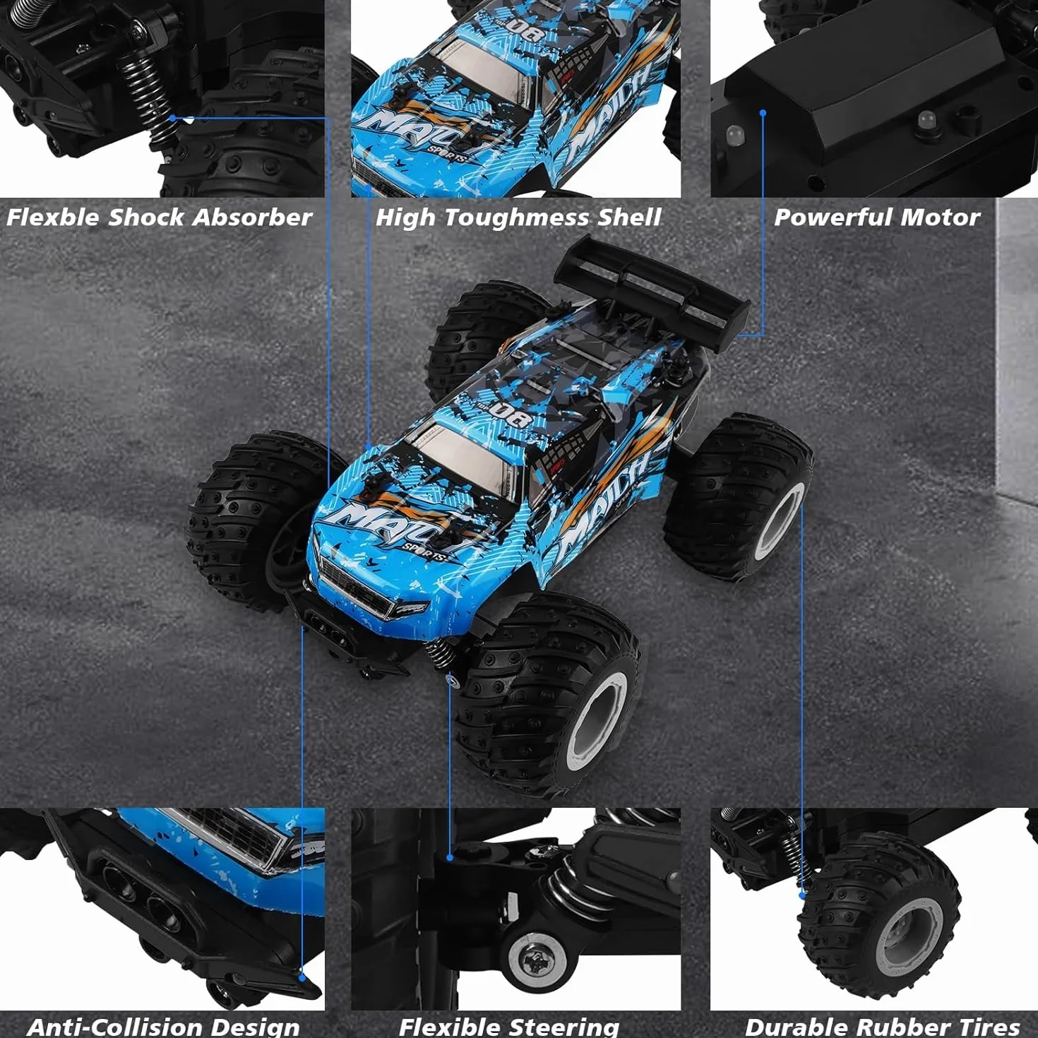 Coche Teledirigido Todoterreno 1:16, 20 km/h, Control 2.4Ghz, Luces LED Brillantes, Baterías Recargables, Juguete para Niños y Niñas de 6 a 12 Años, Regalo Ideal para Cumpleaños y Navidad