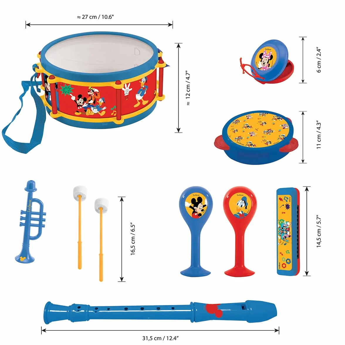 Lexibook, Set Musical 7 Piezas Mickey Mouse, Azul, Rojo, K360MCHLXB