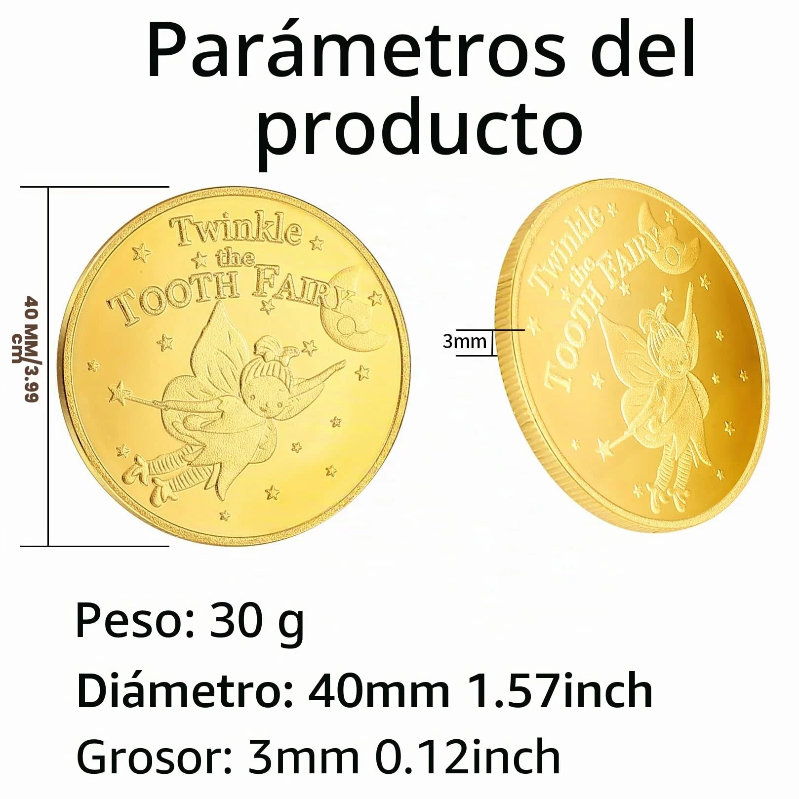 6 Piezas Moneda de Hadas de Dientes Centelleantes, Hada de Dientes Monedas de Oro, Moneda de Colecció, Moneda Conmemorativa Colección de Recuerdos Moneda para Diente Perdido Niños Regalos