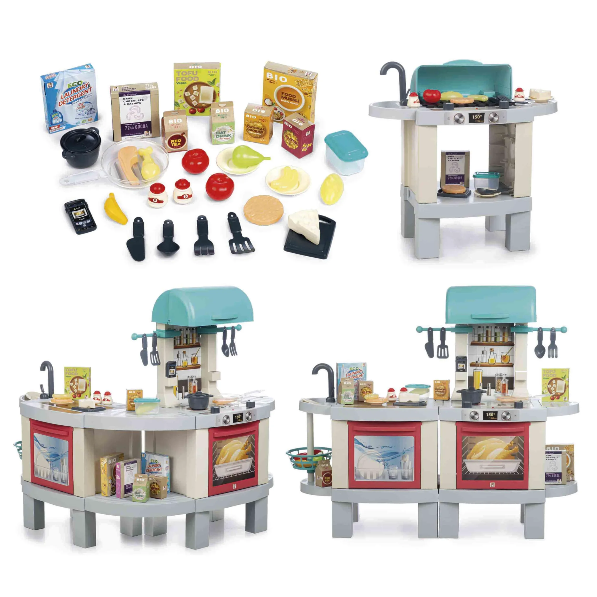 Chicos - Cocina Juguete Kitchen Plus | Cocinita Infantil 2en1| Luces, Sonido y Efecto Real | Transformable en Barbacoa | 31 Accesorios | Niños 3 4 5 años (85114)