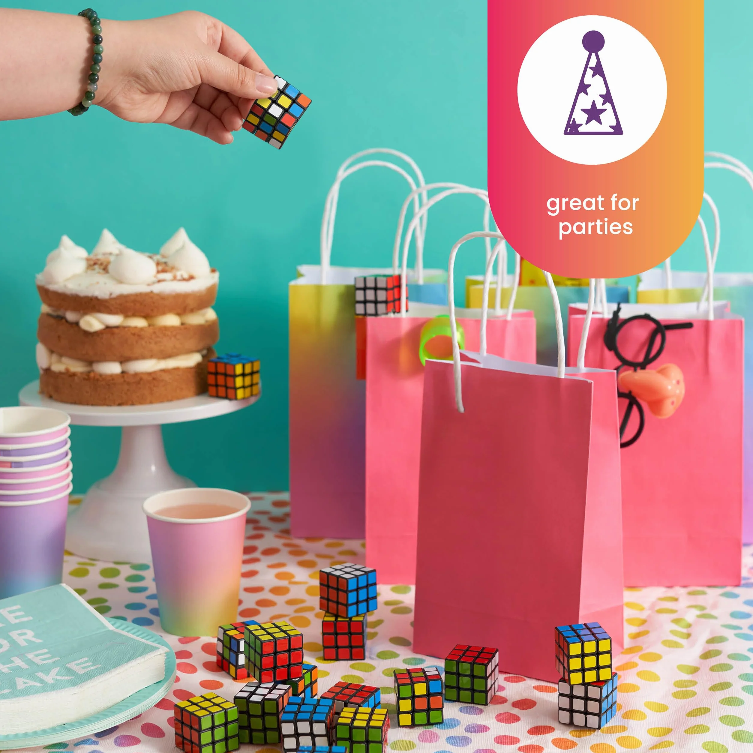 THE TWIDDLERS - 30 Mini Rompecabezas Speed Cube Fidget Toys, 3x3 Mini Juegos para Llenar Bolsas de Fiesta para Niños, Rompecabezas Multipack Premios para Aulas - 3cm