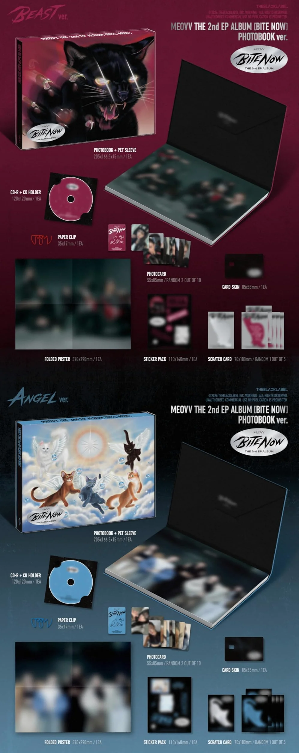 (Juego completo: 2 fotolibros + 5 MEOVV + 1 llavero) MEOVV BITE NOW 2.º EP Álbum con seguimiento MEOW
