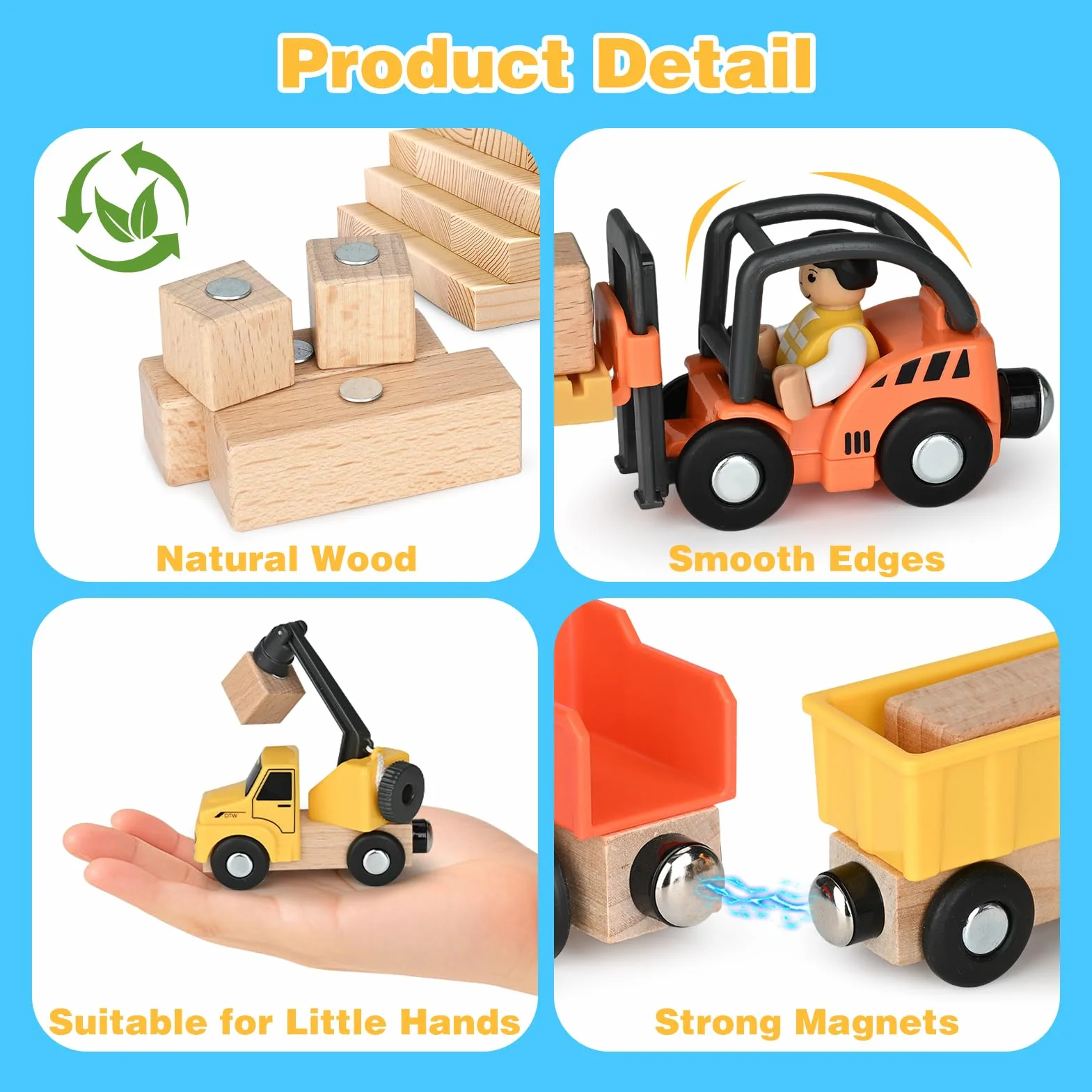 Vanplay Gruas de Juguete Camion Tren Juguete Juego de Juguetes para Vehículos de Construcción, Regalo Construcciones para Niños 3 4 5 Años