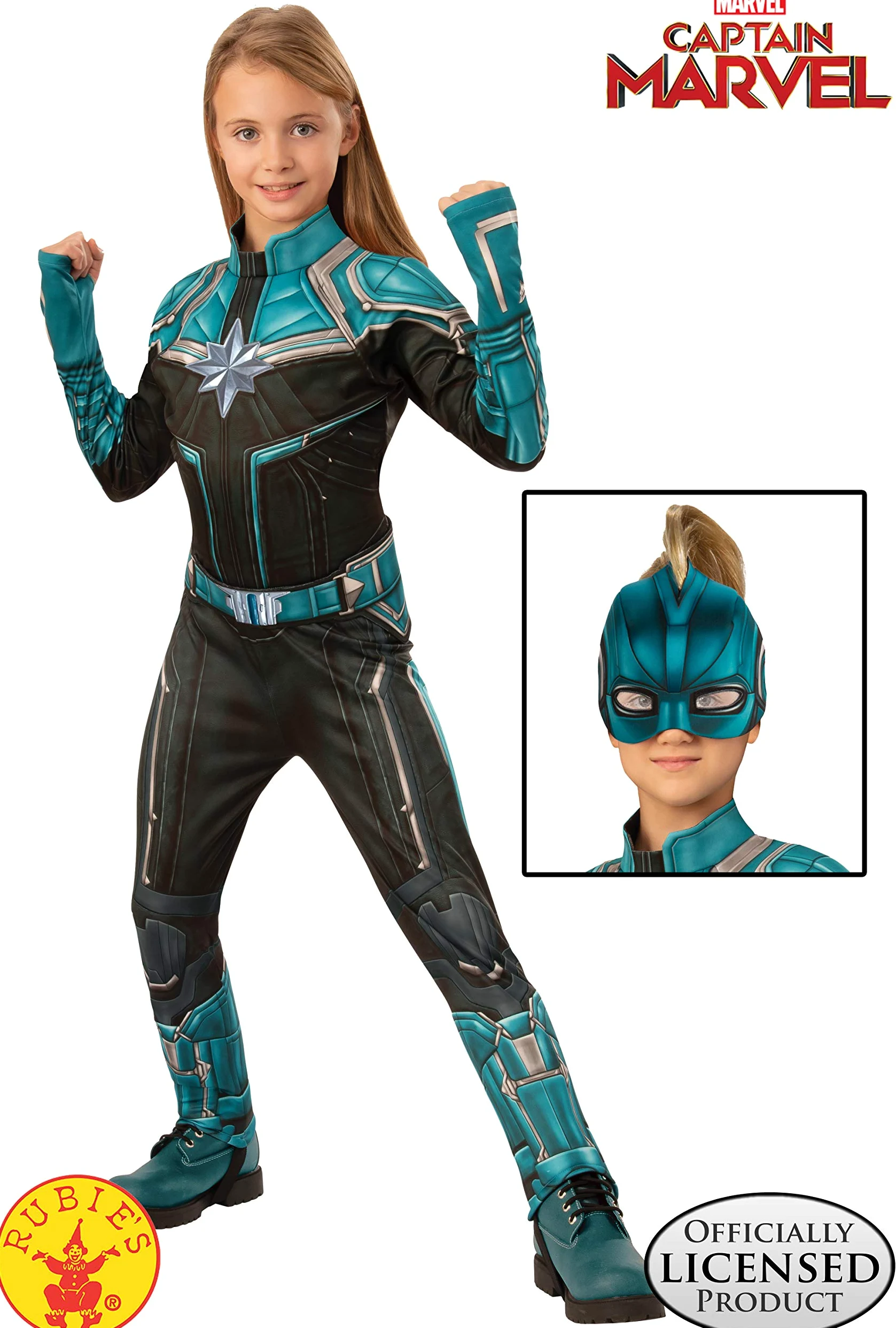 Rubie's Disfraz oficial de Capitán Marvel Kree, disfraz para niños, talla grande de 8 a 10 años
