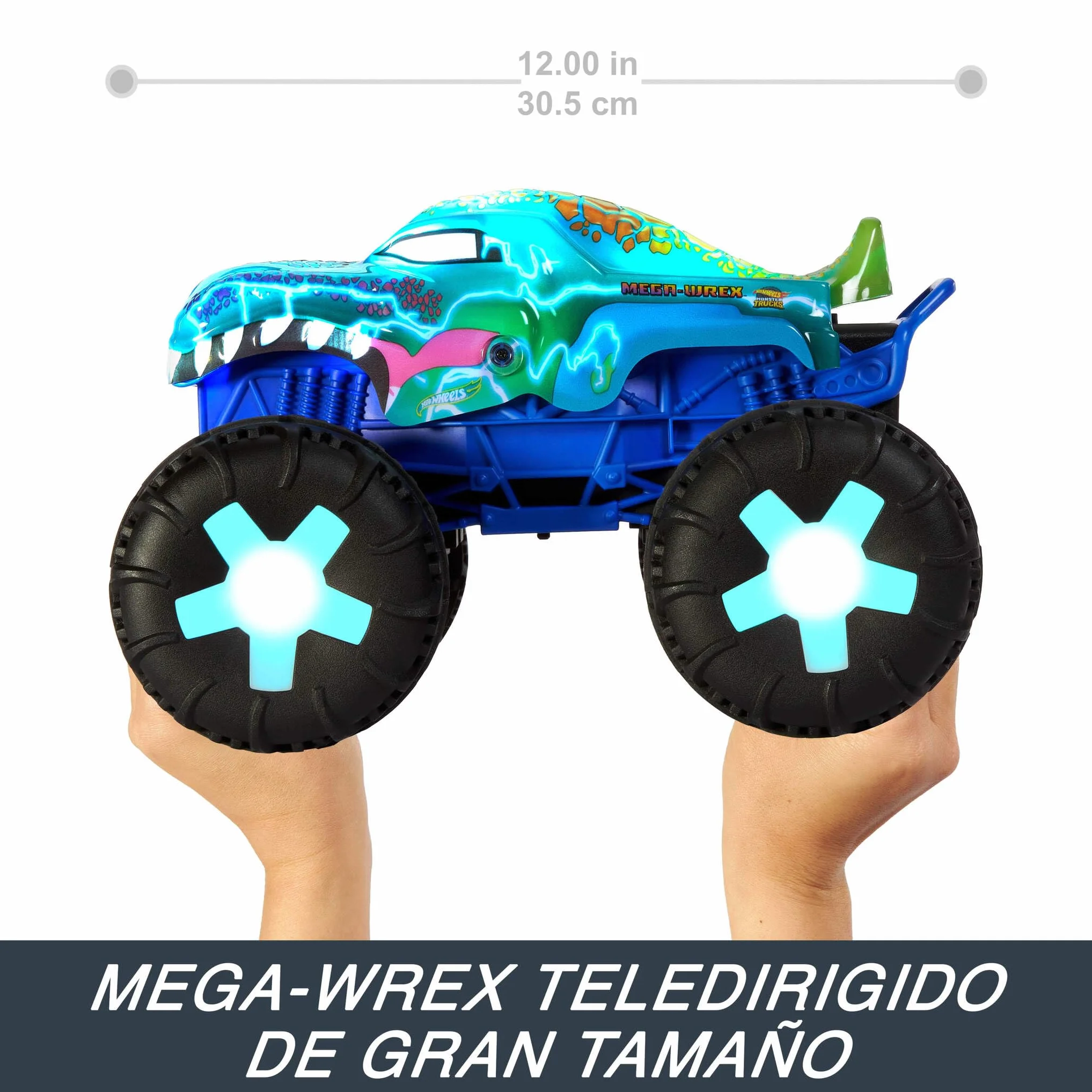 Hot Wheels Monster Trucks Mega-Wrex Coche Teledirigido Radio Control con Luces Sonidos 3 Modos Juego +5 Años JBD90