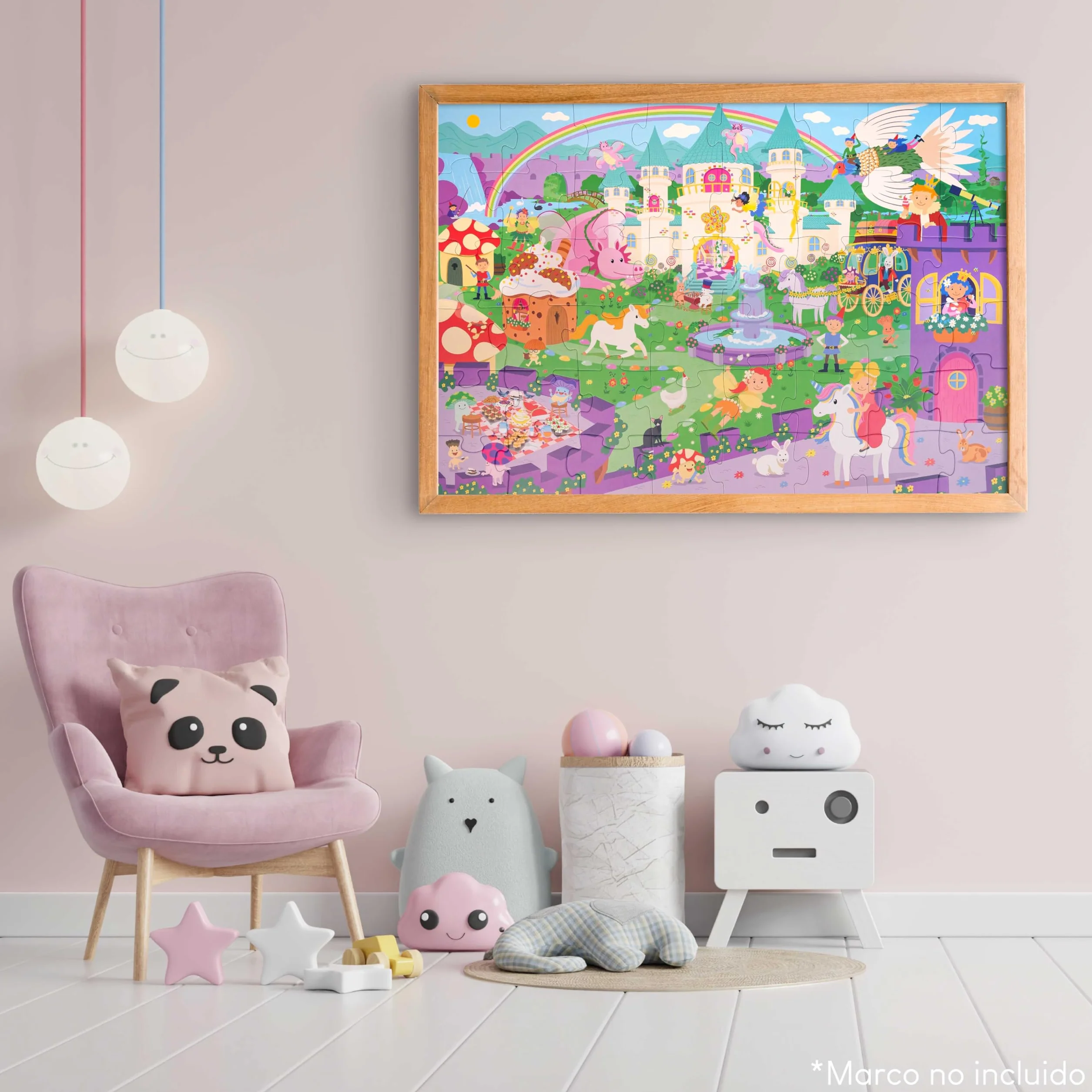 BONNYCO Puzzle Niños XXL Castillo de Fantasía 48 Piezas Gigante 92 x 62 cm Juguetes Educativos 2-8 Años