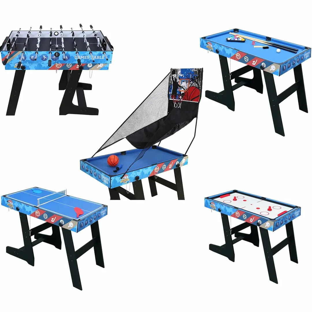 Mesa de Juego 5 en 1 para Fútbol Honkey Ping Pong Billar Baloncesto