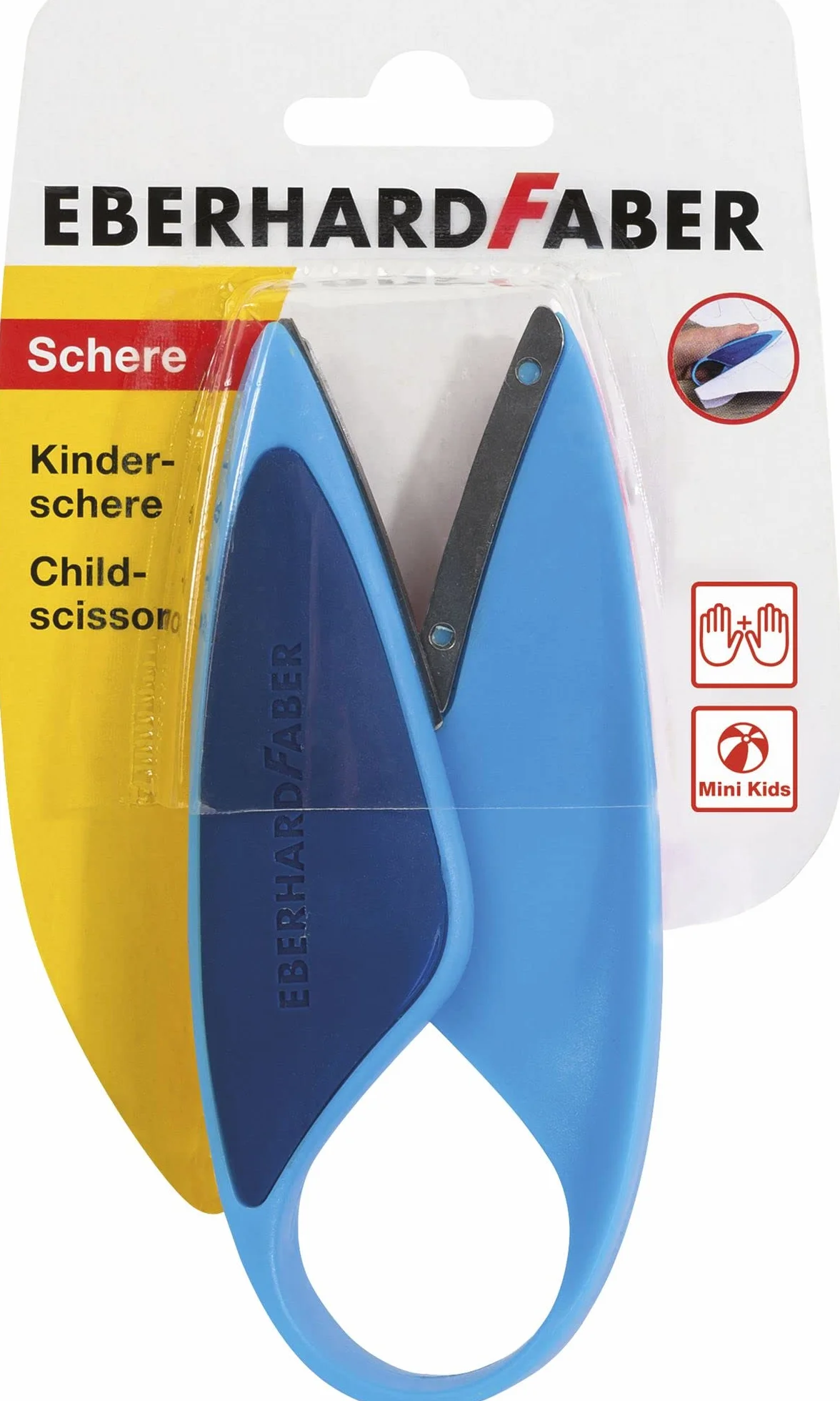 Eberhard Faber 579951 - Tijeras infantiles para zurdos y diestros, Mini Kids, tijeras azul