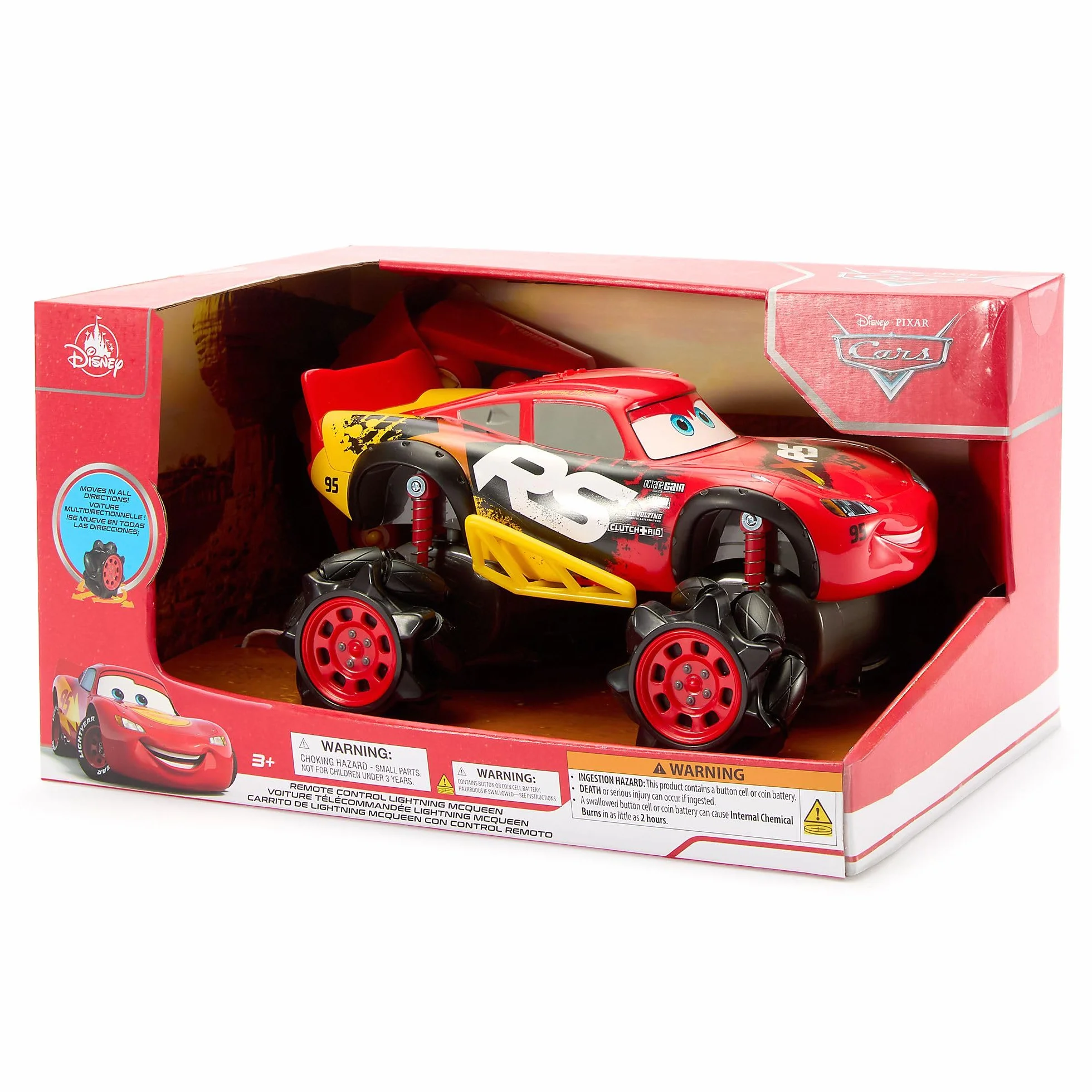 Disney Store Official, Cars, Rayo Mcqueen, Coche teledirigido, 25 cm, para niños, Juguete teledirigido de Alta Velocidad con Ruedas extragrandes y Giro de 360°, para Mayores de 3 años