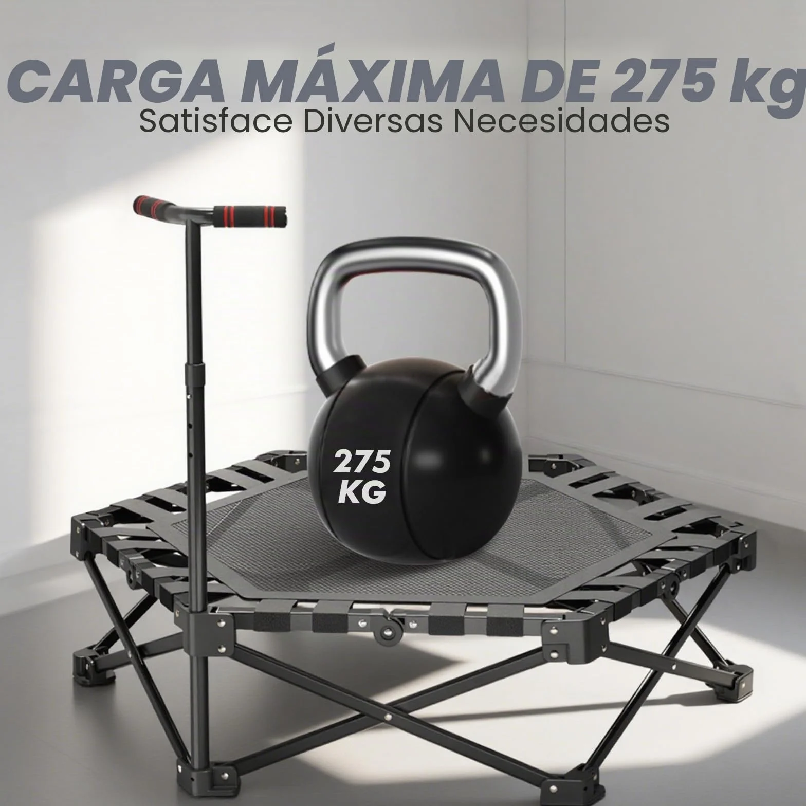 Trampolín de fitness 106 cm para interiores adultos, altura ajustable, plegable, mini reboteador