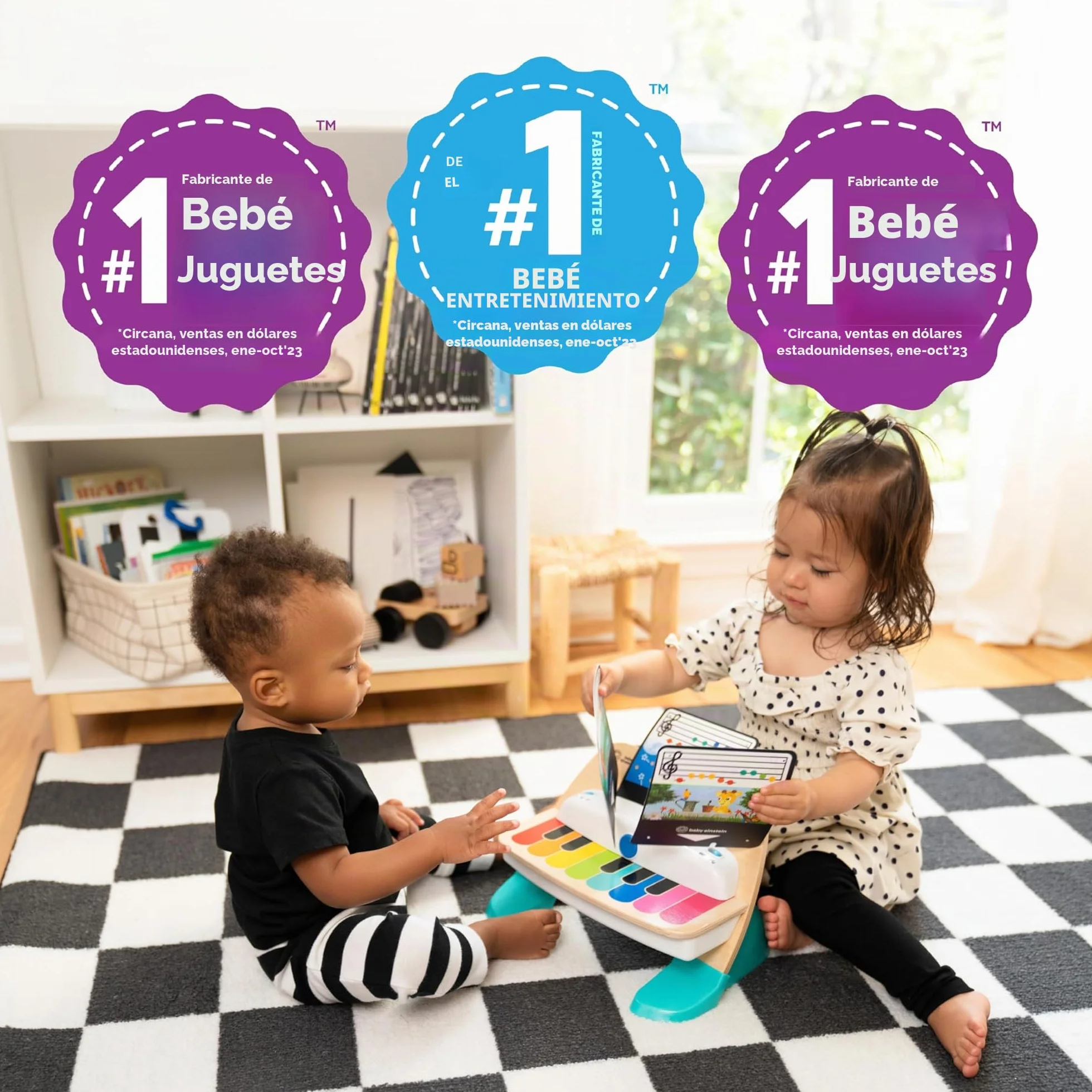 Baby Einstein, Hape, Piano Magic Touch, Juguete Musical de Madera, Incluye 3 partituras y 6 Canciones, Volumen Ajustable, a Partir de 6 Meses, Be Piano, 1 Unidad (Paquete de 1)