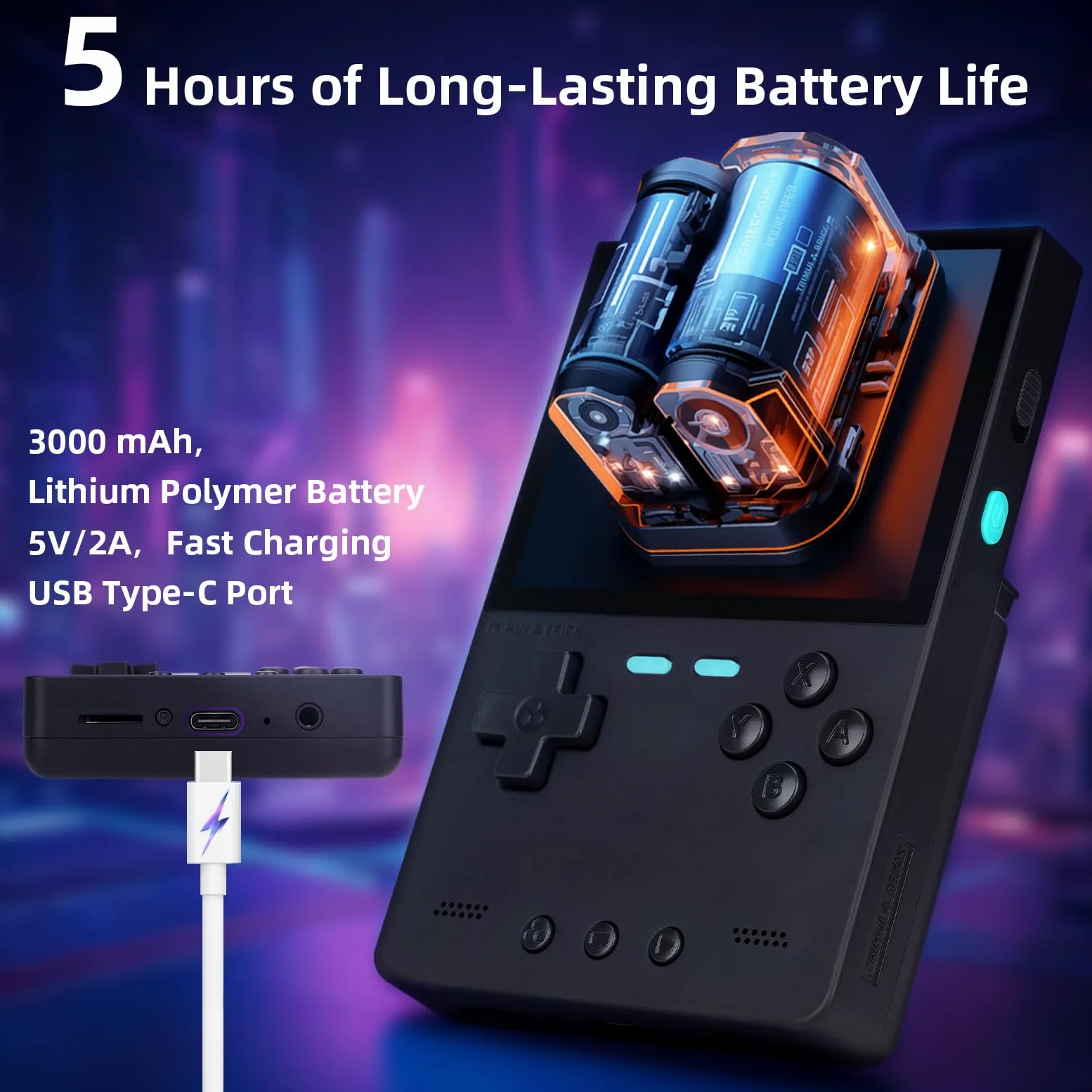 Trimui Brick - Consola de juegos portátil de 3.2 pulgadas, pantalla IPS 1024 x 768, 3000 mAh, tarjeta TF integrada de 64 G, soporta múltiples simuladores, sistema Linux con protector de pantalla