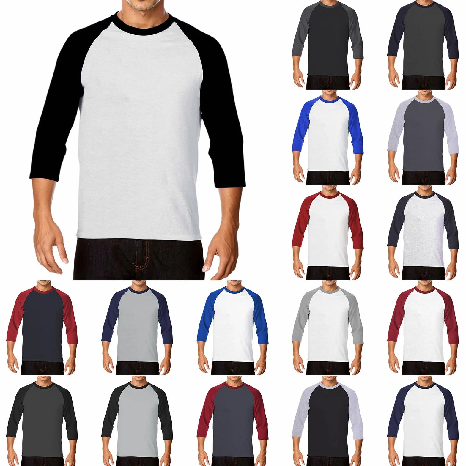 Camiseta de manga larga para hombre algodón cuello redondo transpirable entrenamiento al aire libre