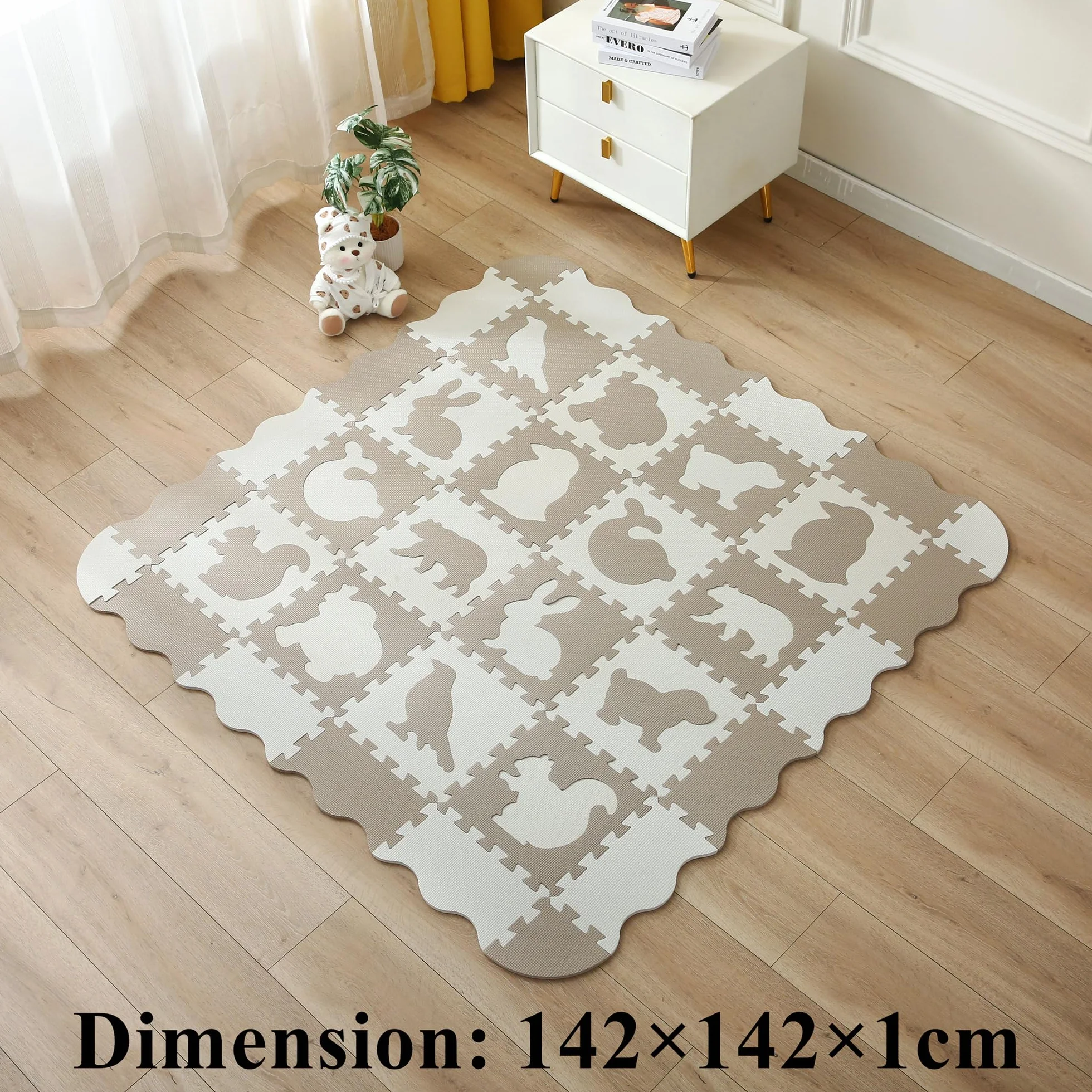 Alfombra Puzzle Infantil 16+20 Piezas 142×142×1cm Colchoneta Suelo Acolchado