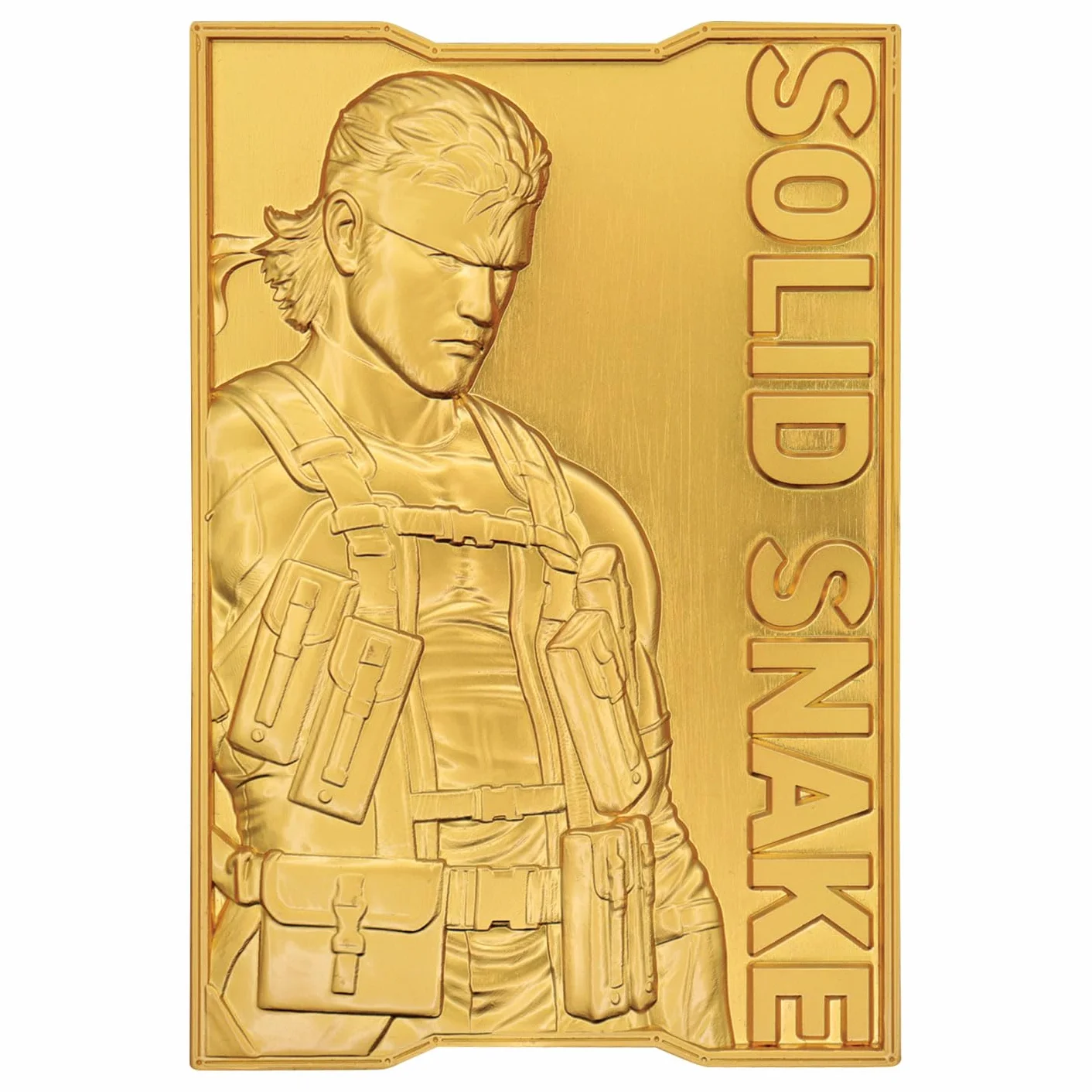 FaNaTtik Metal Gear Solid 2 - Lingote de serpiente sólido chapado en oro de 24 quilates, con licencia oficial y edición limitada coleccionable (2.001 en todo el mundo) con numeración individual