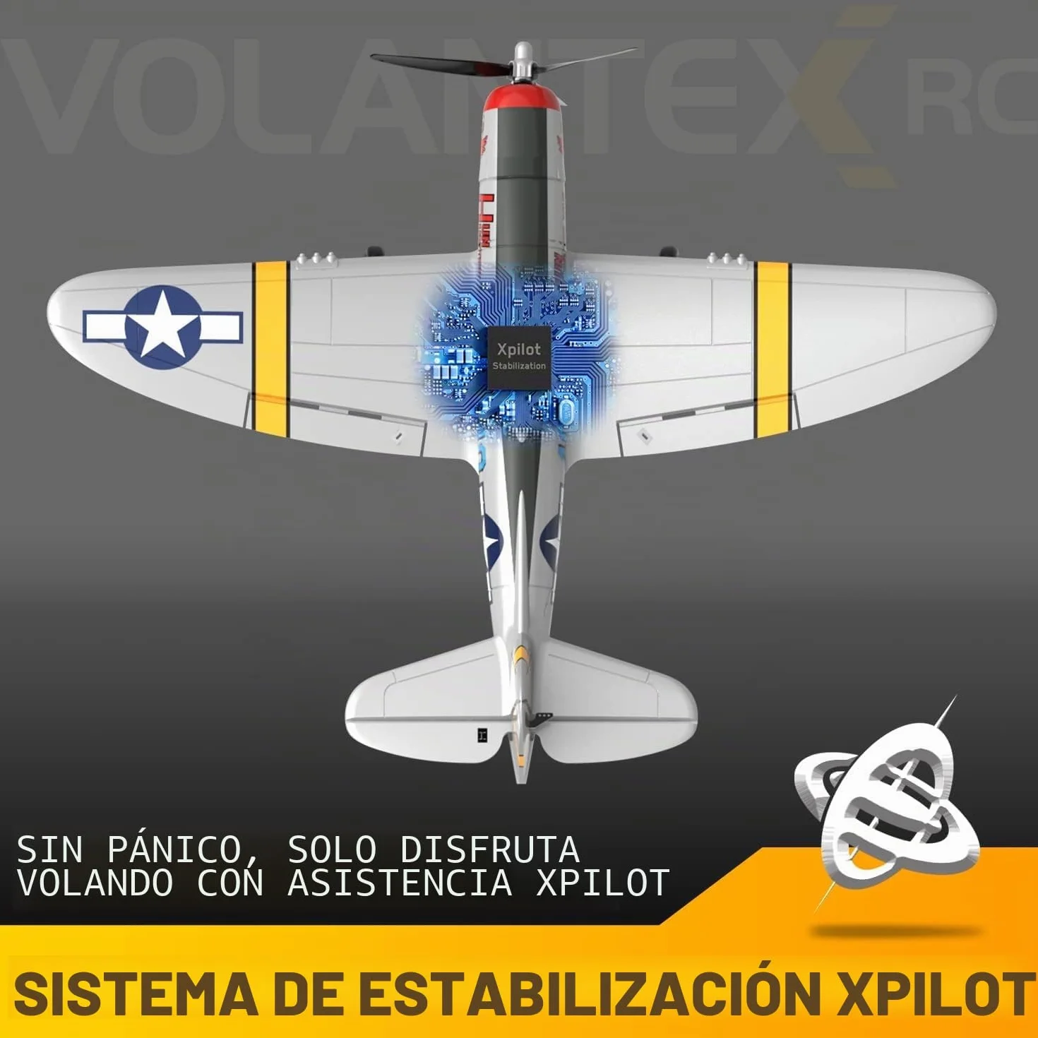 volantexrc P-47 Thunderbolt Avión RC - 4 Canales 2.4GHz RTF con Estabilización 6 Ejes, Modelo de Combate para Principiantes y Expertos (Listo para Volar)
