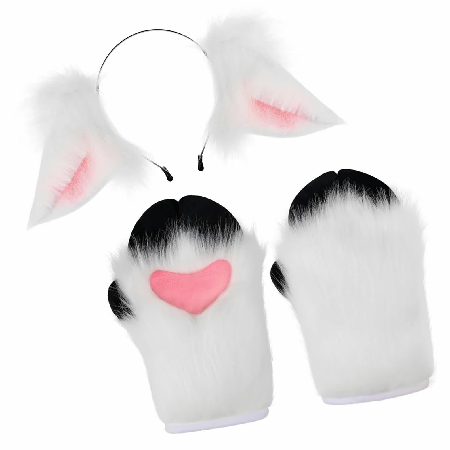 Disfraz de animal de Halloween, diadema de orejas de animales, guante de peluche, accesorio para disfraz de oveja, accesorio para niñas, Halloween, cosplay, diadema con orejas de oveja
