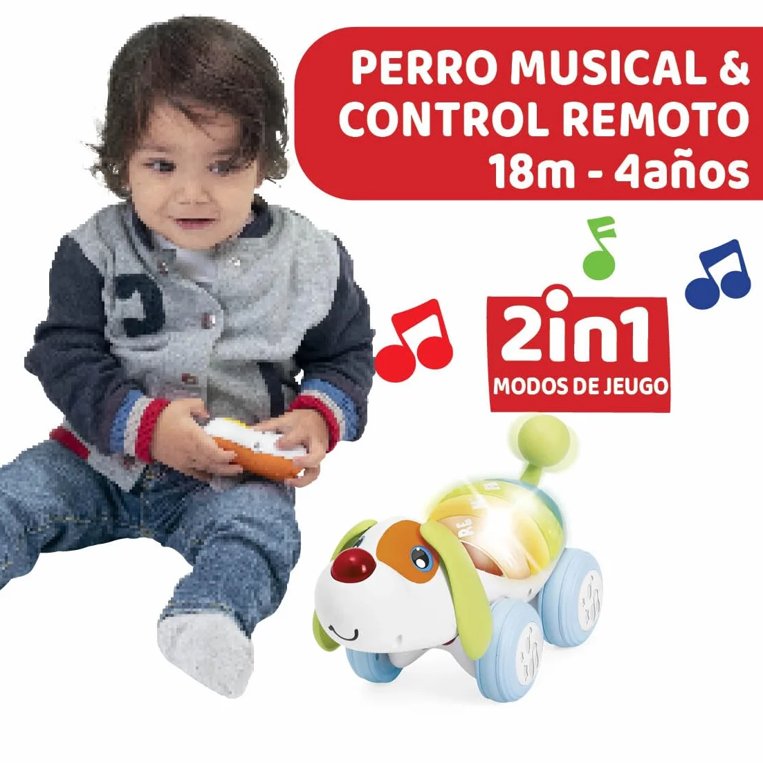 Chicco DogremiRadio Control Parlante, Juguete Teledirigido de Perro, Enseña Música y Sonidos, Mascota Radiocontrol para Niños de 18 Meses hasta 4 años
