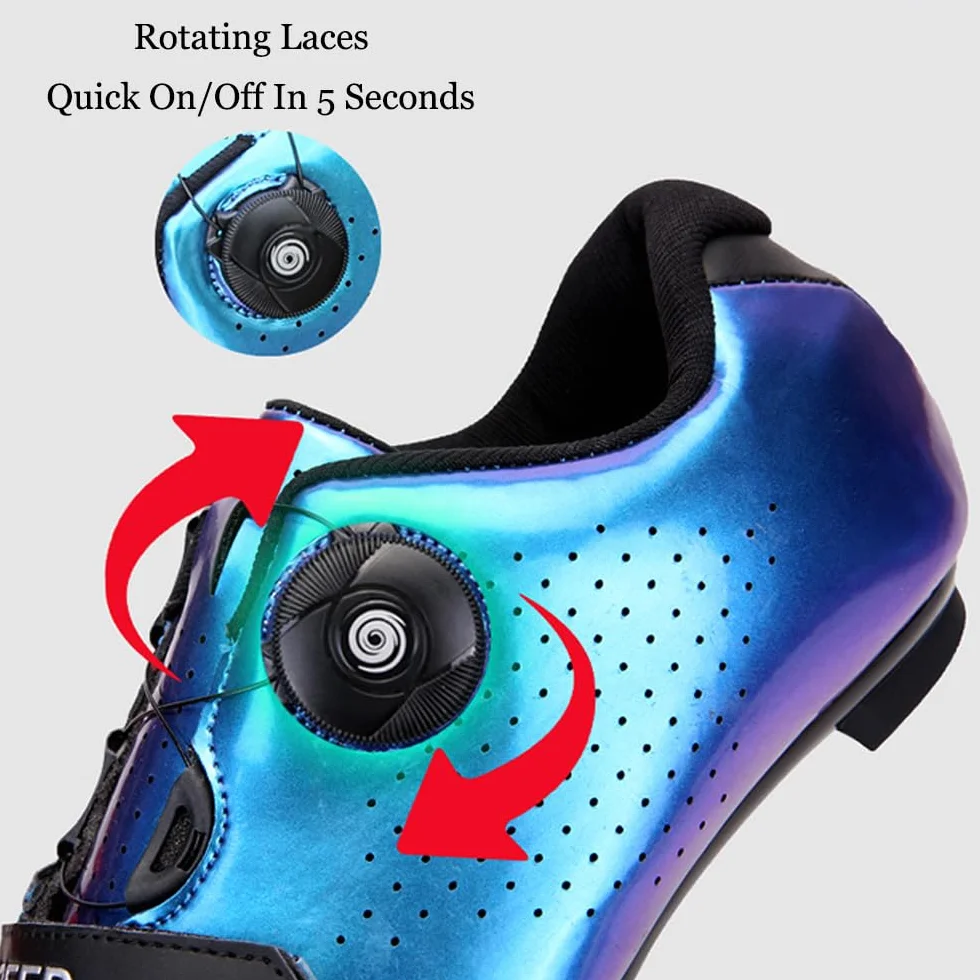 Fansu Zapatillas de Ciclismo MTB Unisex Carretera Cordones Giratorios SPD Compatibles 36-47 EU